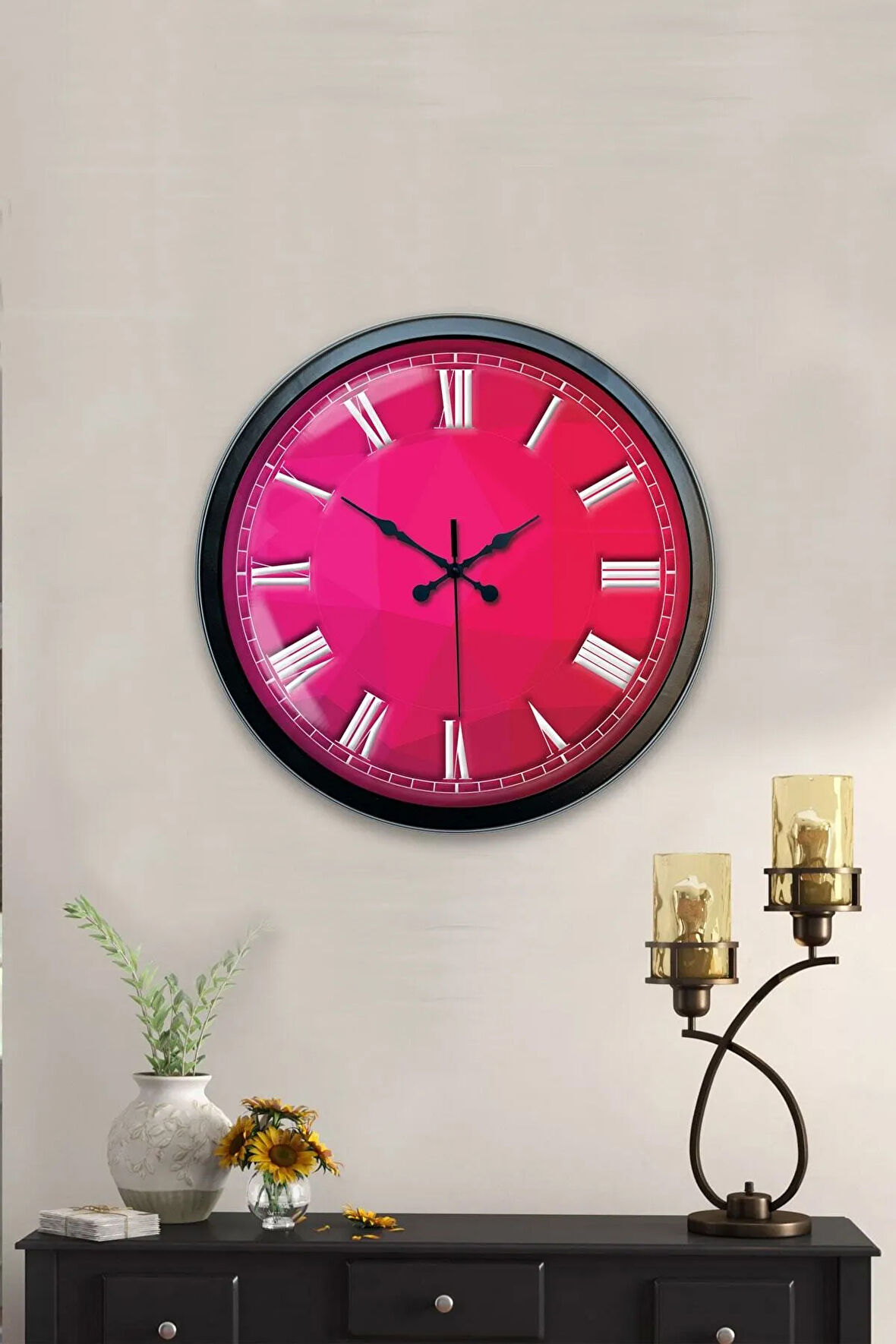 40 Cm Siyah Metal Mutfak Duvar Saati