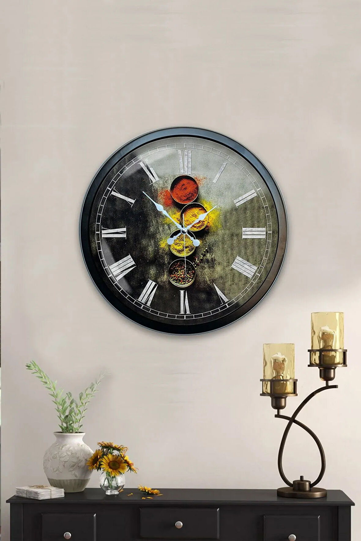 Hediyelik 40 Cm Siyah Metal Mutfak Duvar Saati