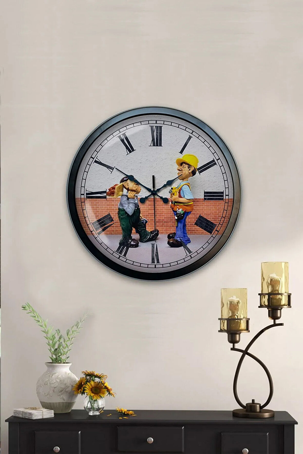 40 Cm Siyah Metal Kitchen Duvar Saati