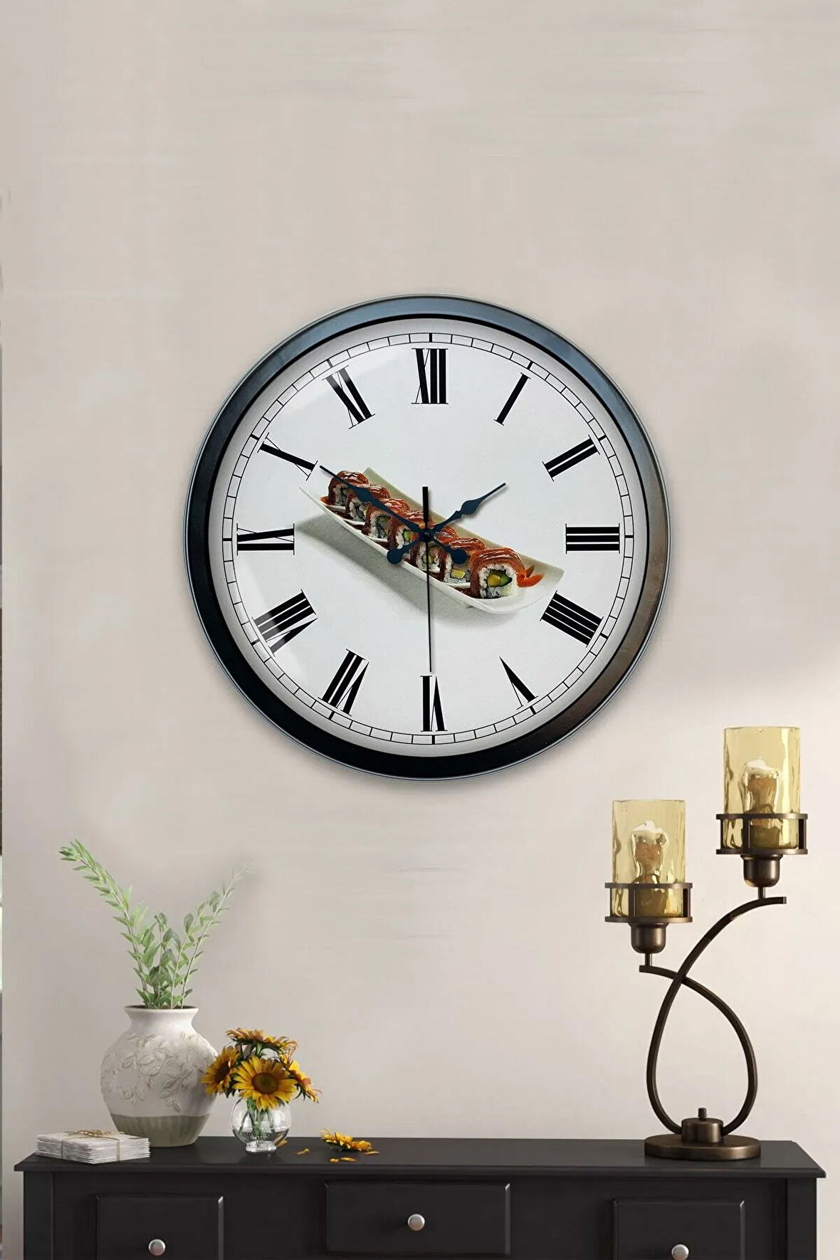 40 Cm Siyah Metal Yarışçı Duvar Saati