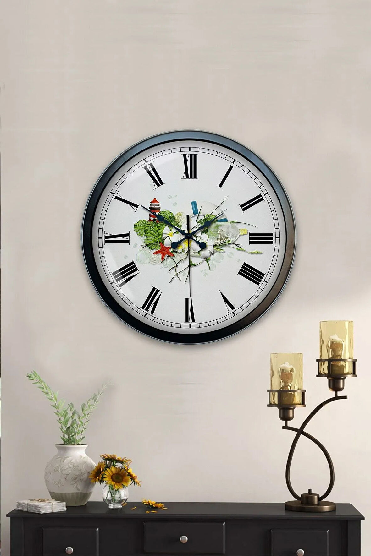 Hediyelik 40 Cm Siyah Metal Dekoratif Duvar Saati