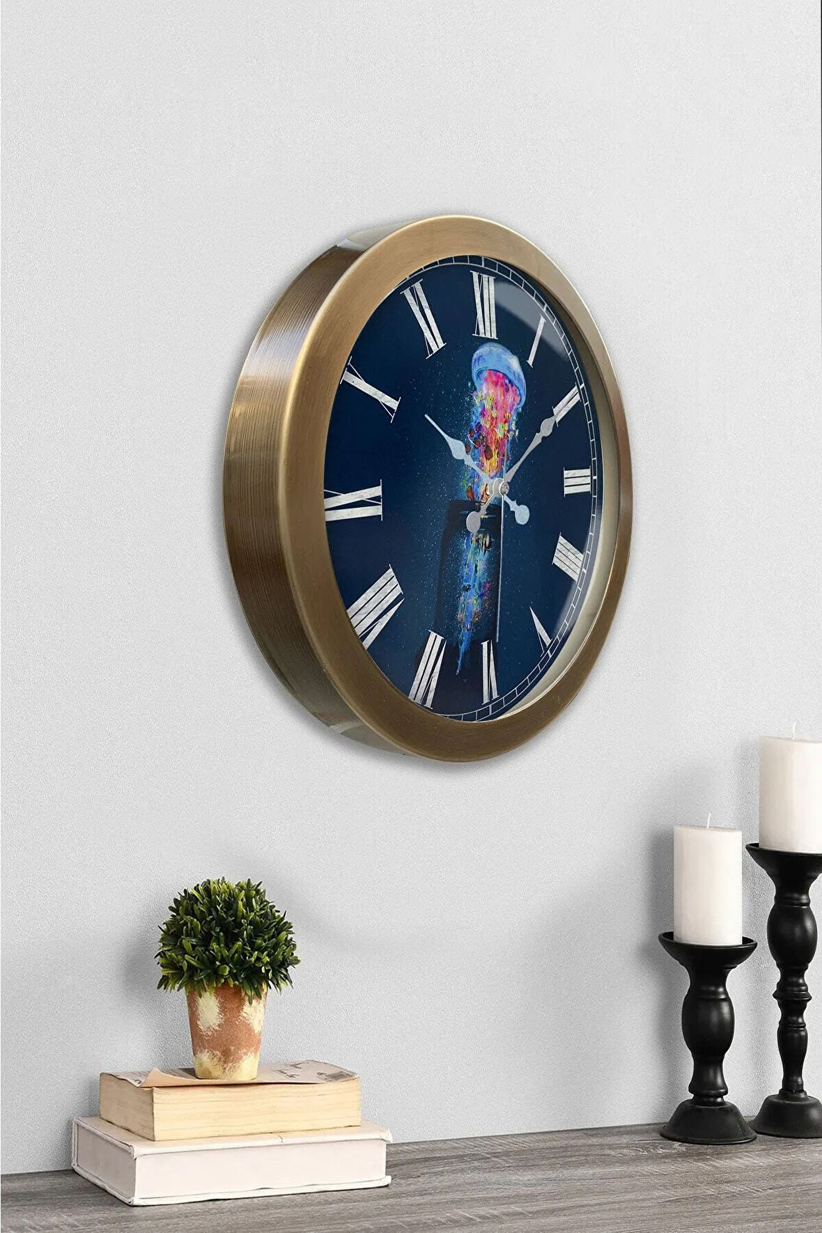 Hediyelik 36 Cm Eskitme Metal Deniz Duvar Saati