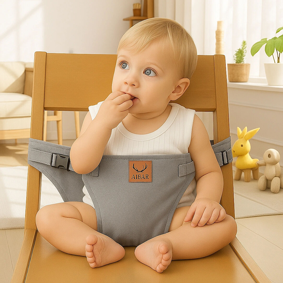 AİBAR Taşınabilir Güvenli Mama Sandalyesi - Aibar Marka, Gri Renk