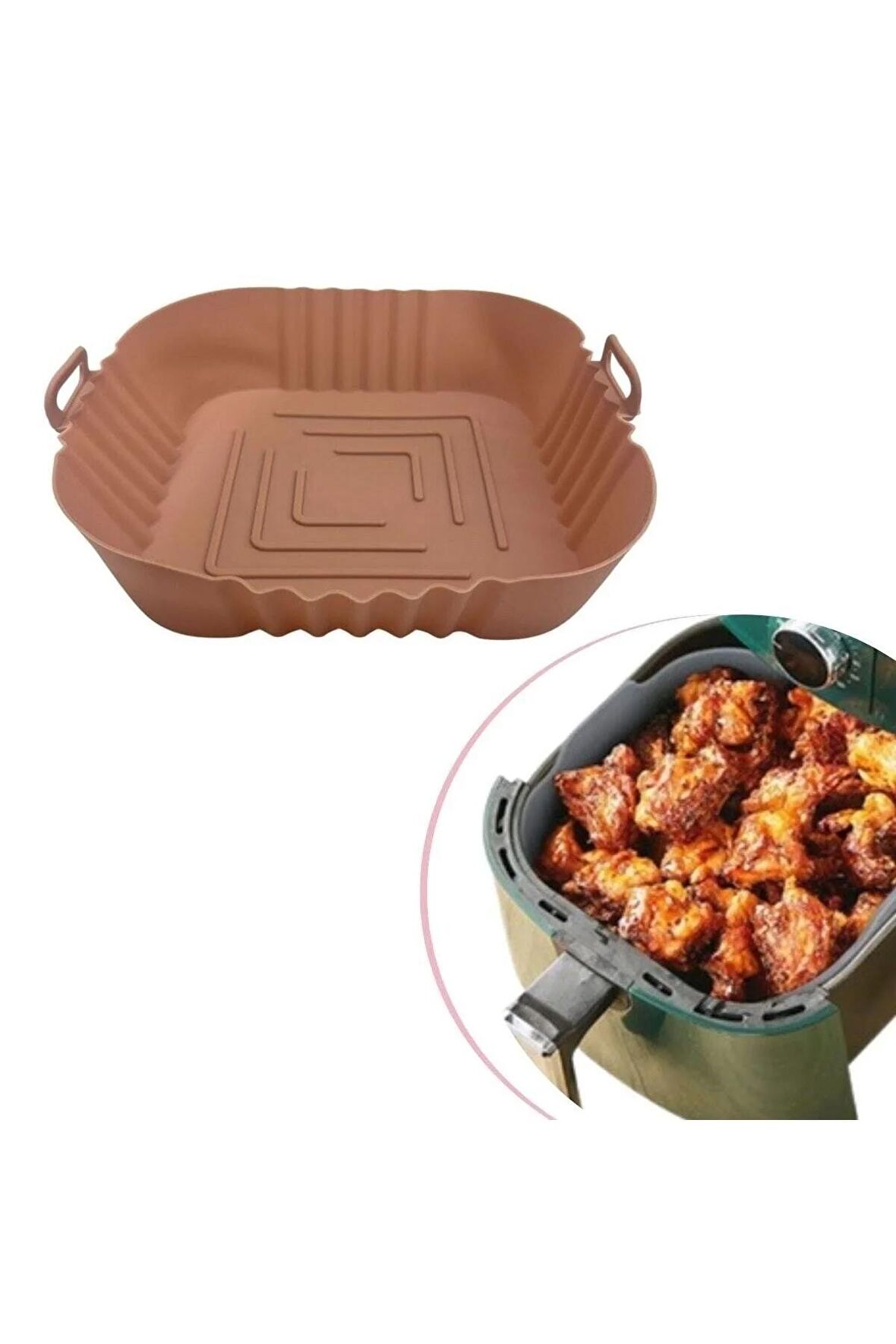 Xl/xxl Philips Xiaomi Isıya Dayanıklı Silikon Fritöz Airfryer Kare Model Pişirme Matı 20cm Air Fryer