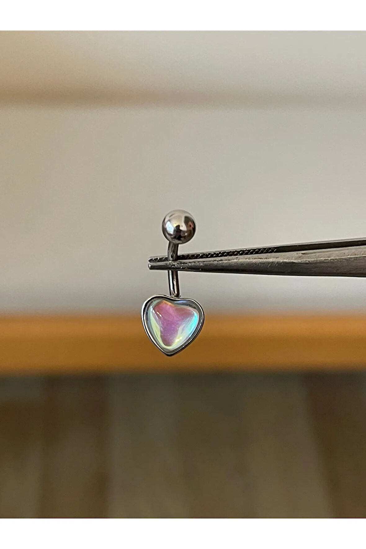 316 L Cerrahi Çelik Hareli Kalp Detaylı Göbek Piercingi