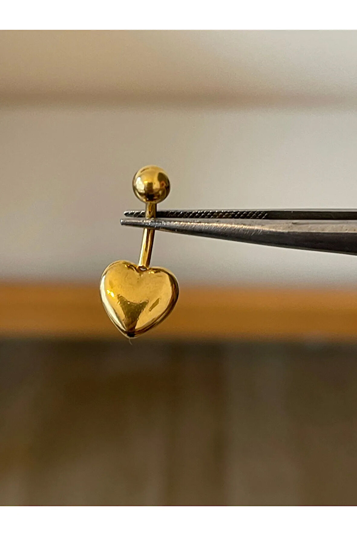 316 L Cerrahi Çelik Kalp Detaylı Göbek Piercingi