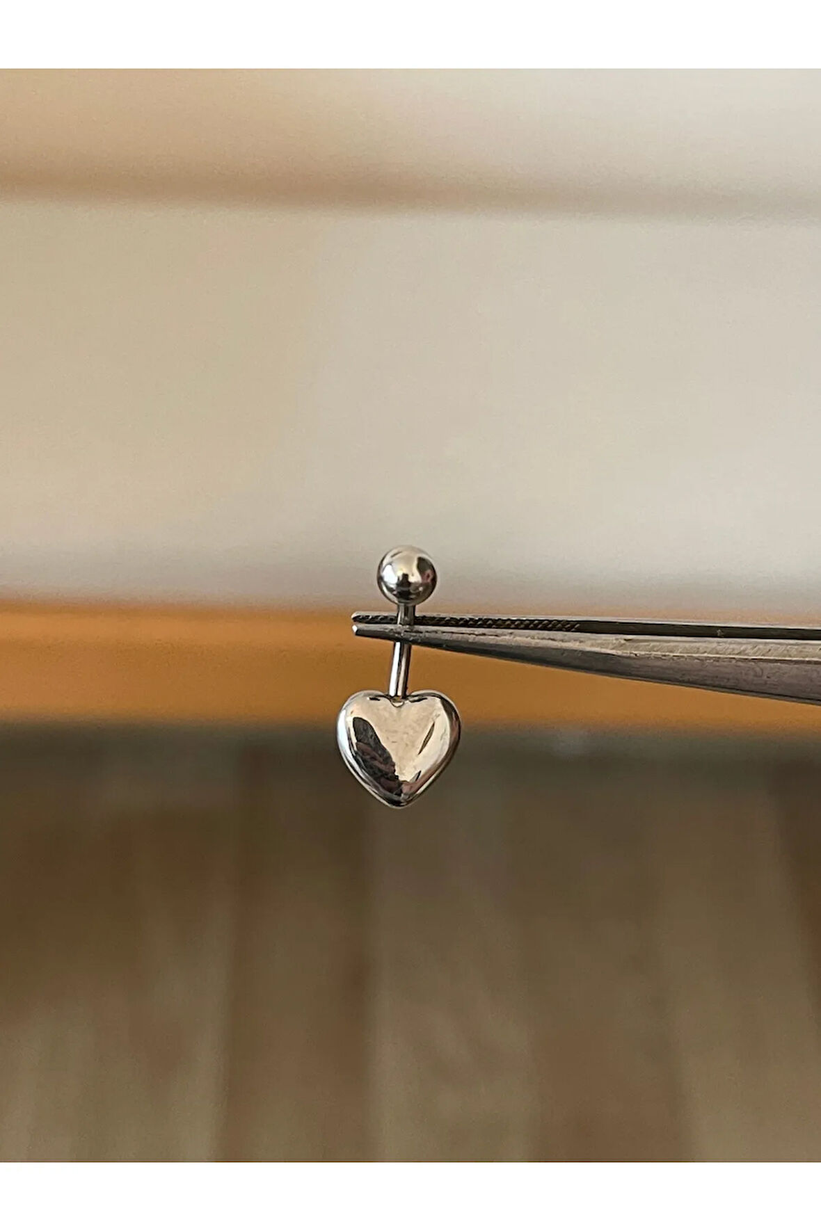 316 L Cerrahi Çelik Kalp Detaylı Göbek Piercingi