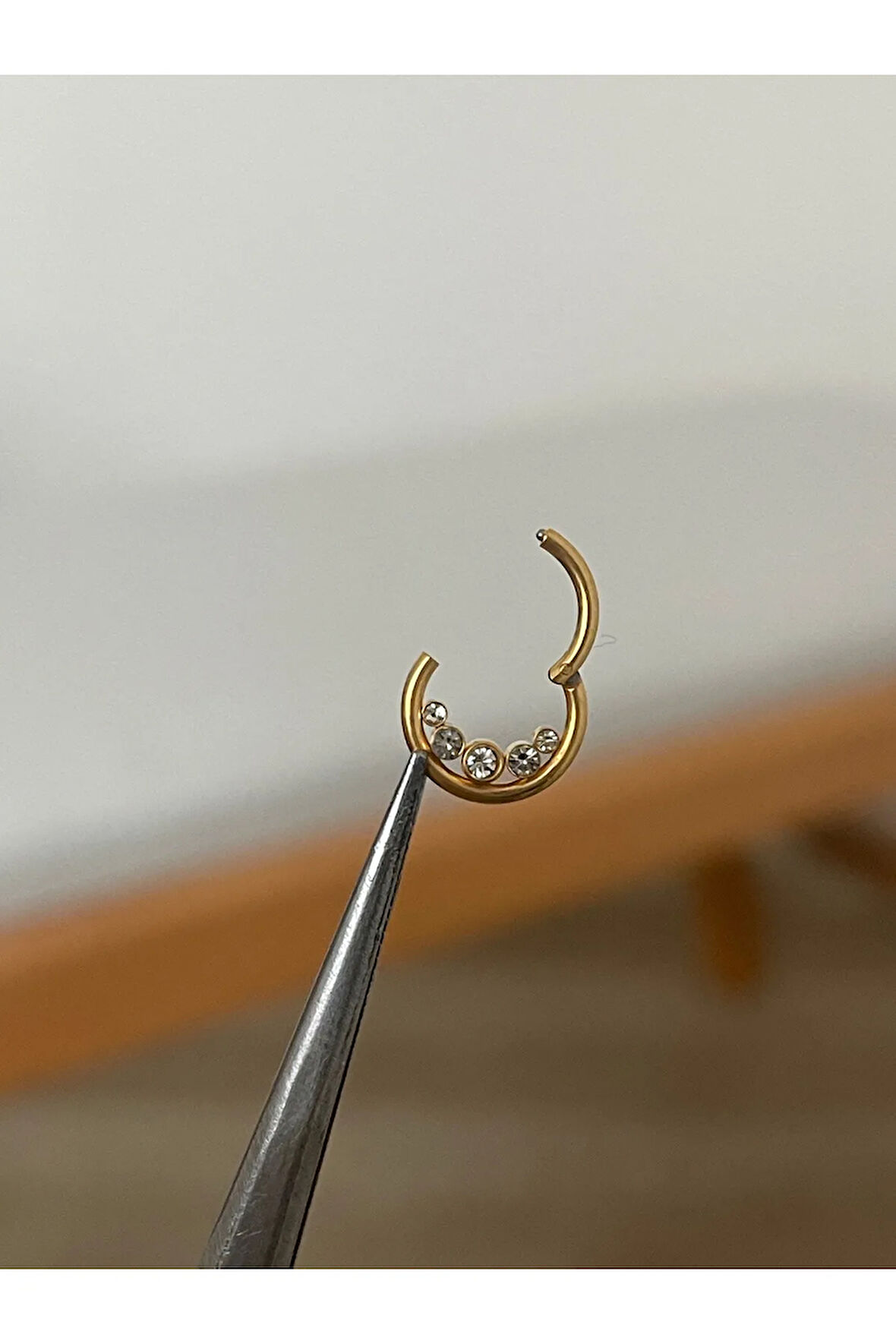 316 L Cerrahi Çelik 5 Taş Detaylı Halka Kıkırdak Helix Tragus Piercingi