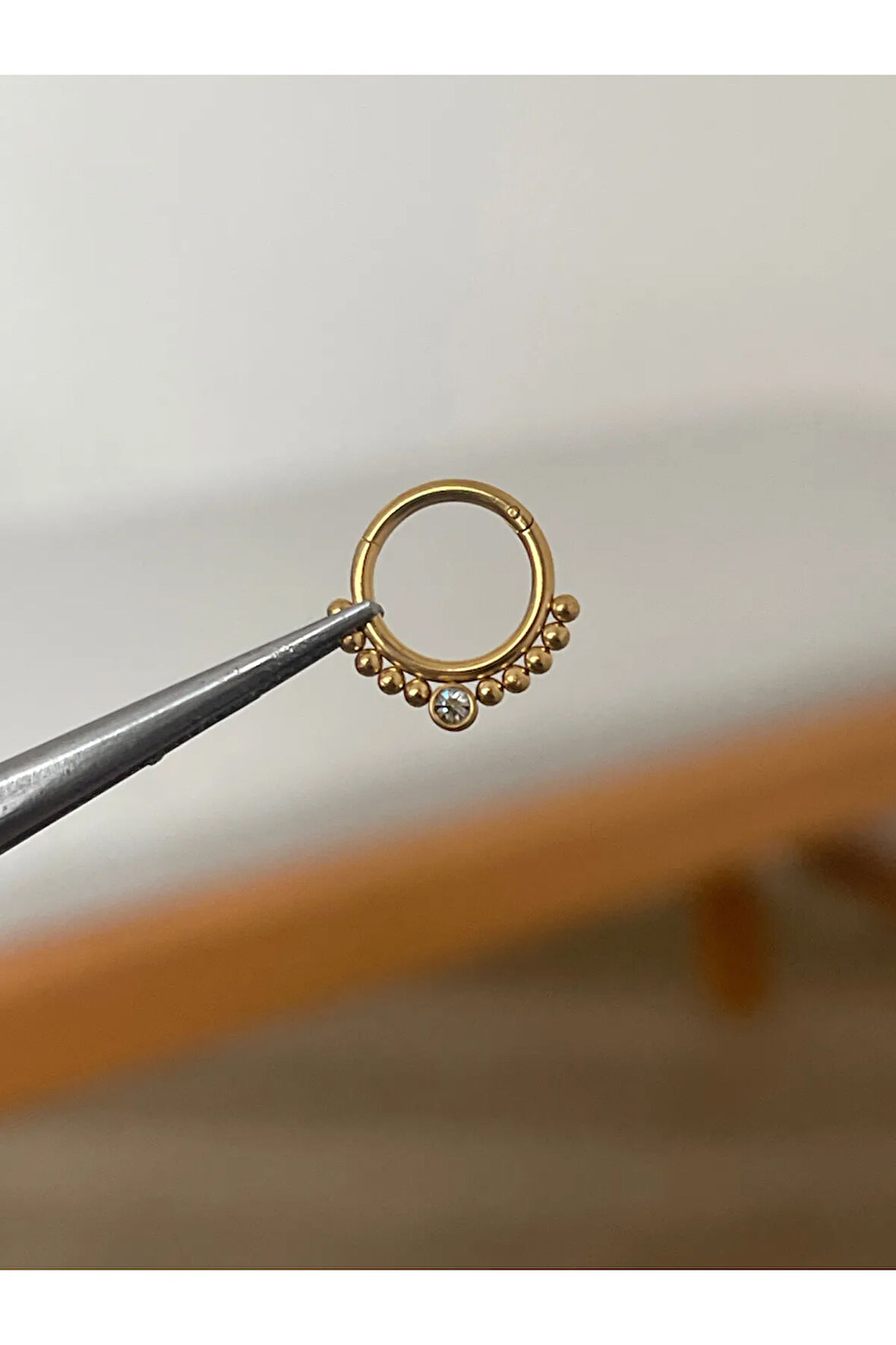 316 L Cerrahi Çelik Zirkon Taş Detaylı Halka Kıkırdak Helix Tragus Piercingi