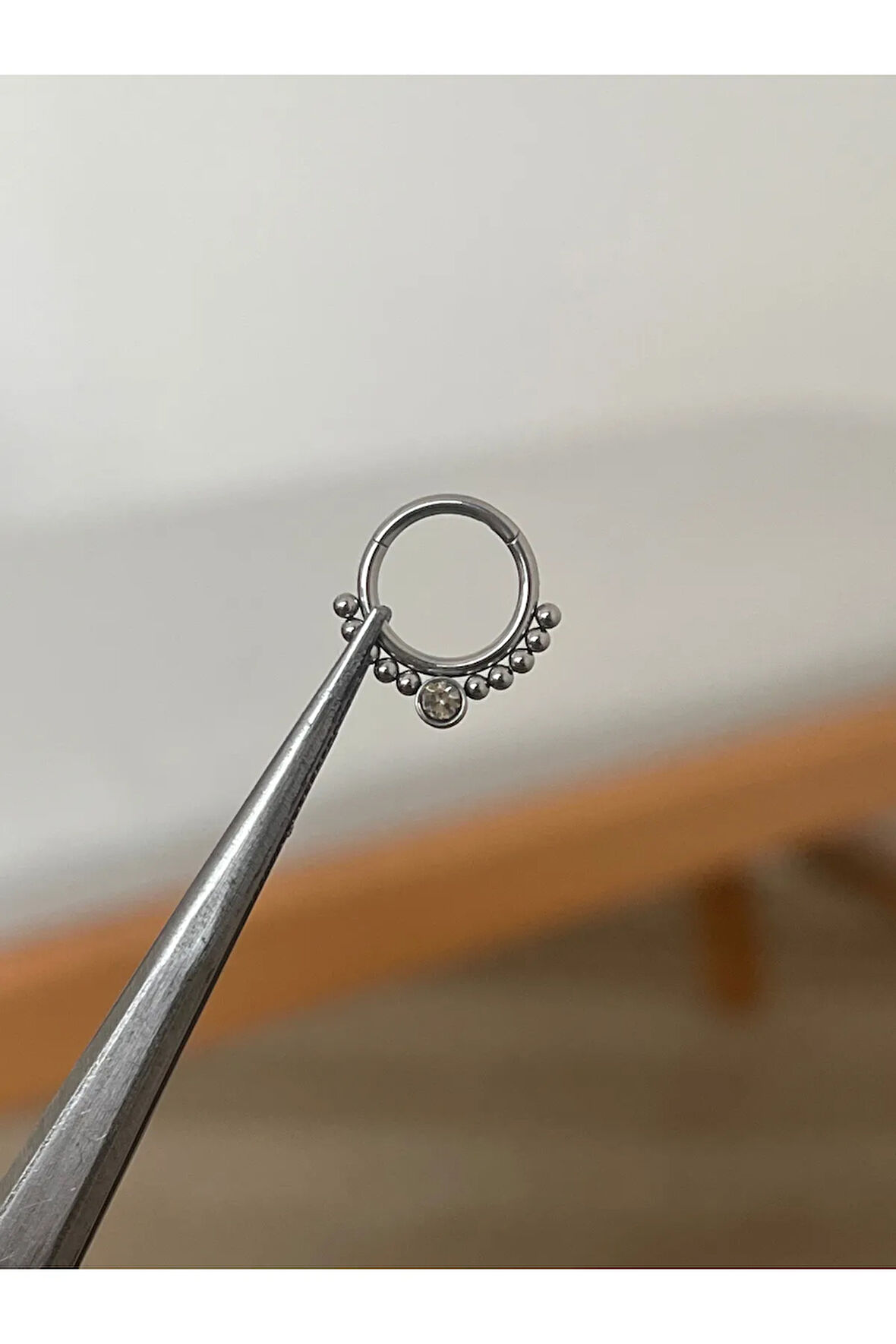 316 L Cerrahi Çelik Zirkon Taş Detaylı Halka Kıkırdak Helix Tragus Piercingi