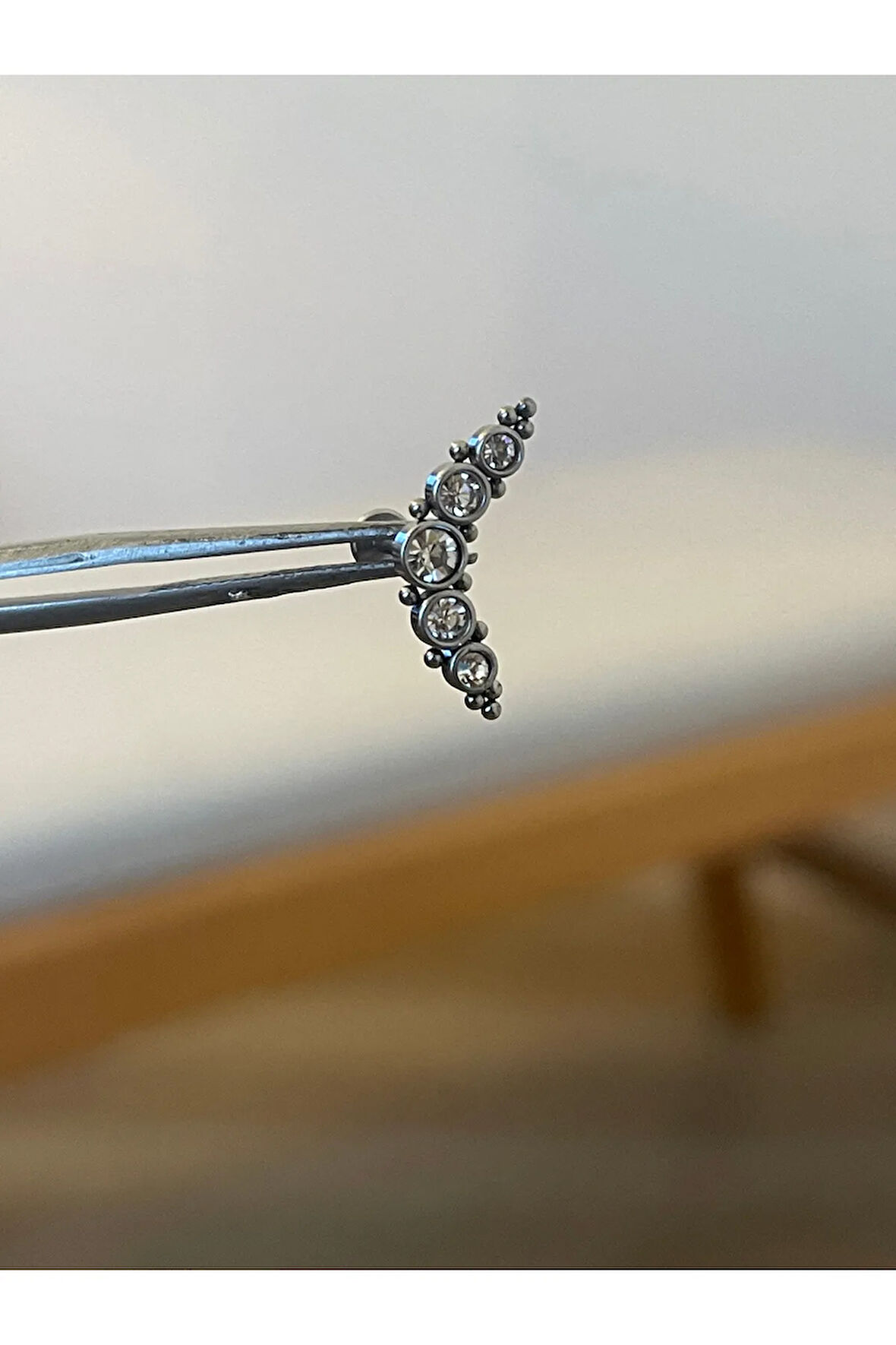 316 L Cerrahi Çelik Zirkon Taşlı Gümüş Conch Kıkırdak Helix Tragus Piercingi