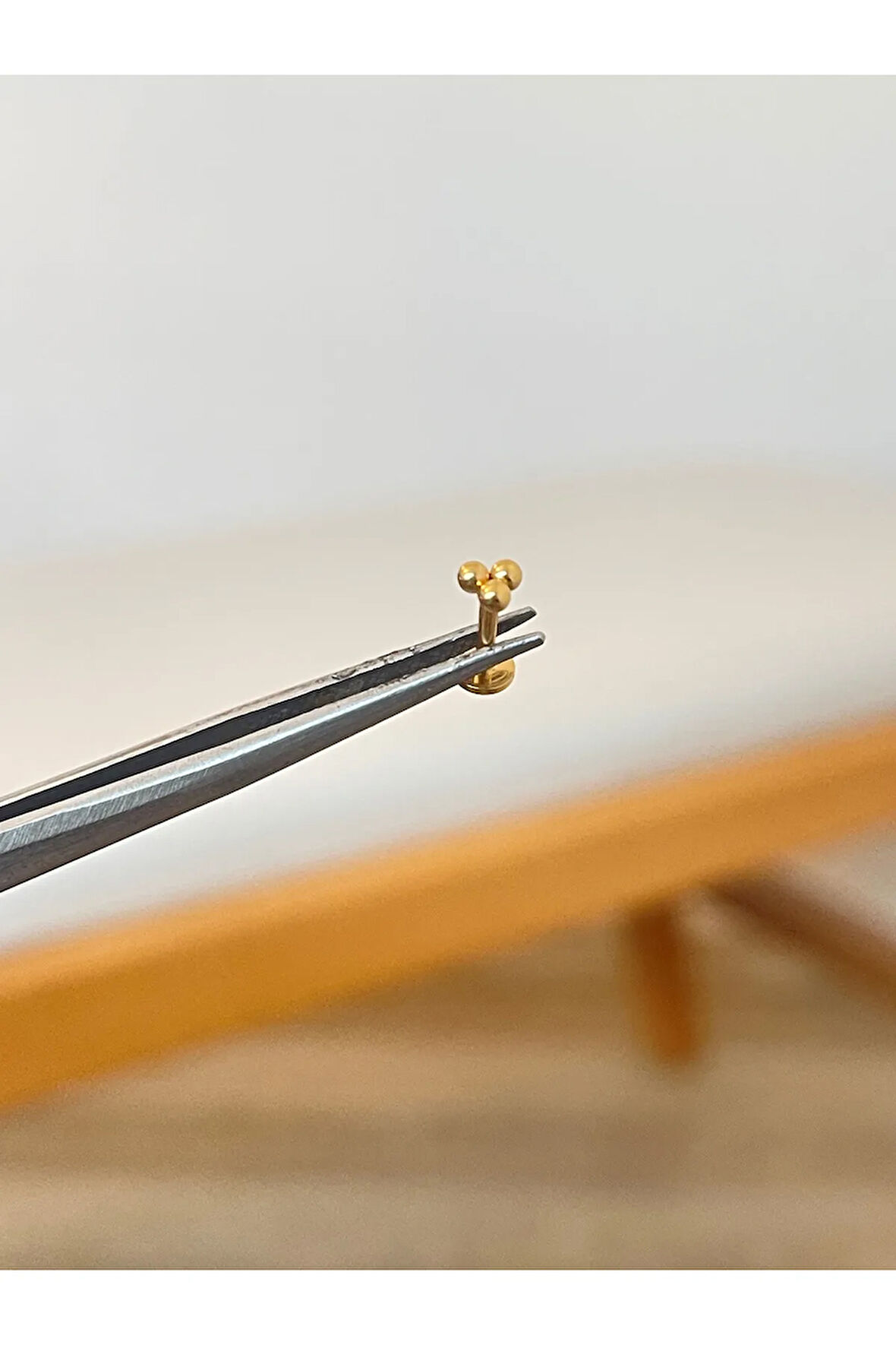 316 L Cerrahi Çelik 3 Top Gold Conch Kıkırdak Helix Dudak Tragus Piercingi