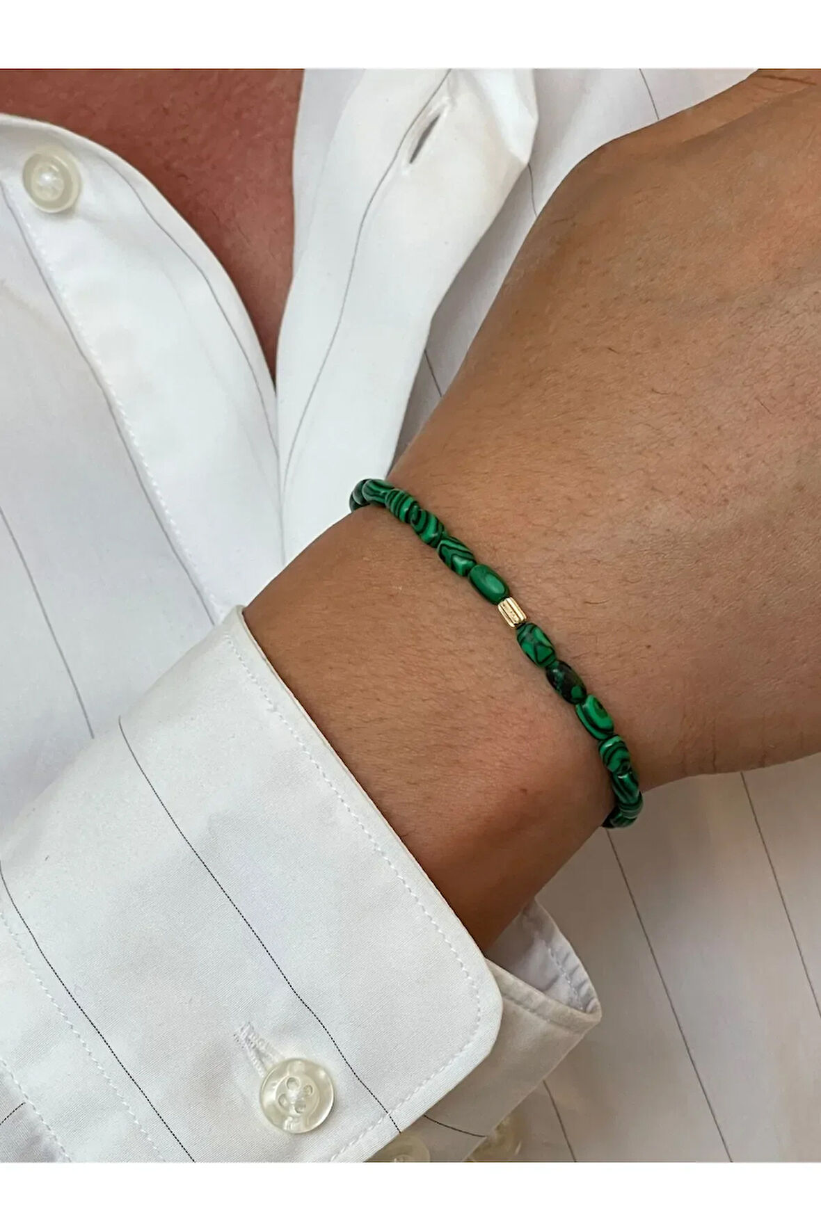 14 Ayar Altın Burgu Altın Detaylı Doğal Malahit Taşlı Tasarım Altın Bileklik