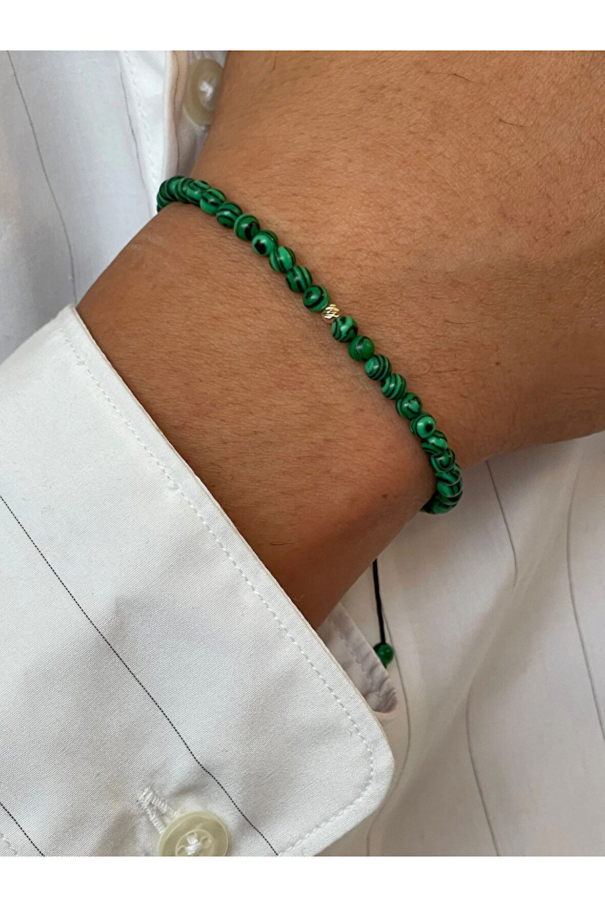 14 Ayar Altın Dorikalı Doğal Malahit Taşlı Şık Altın Bileklik