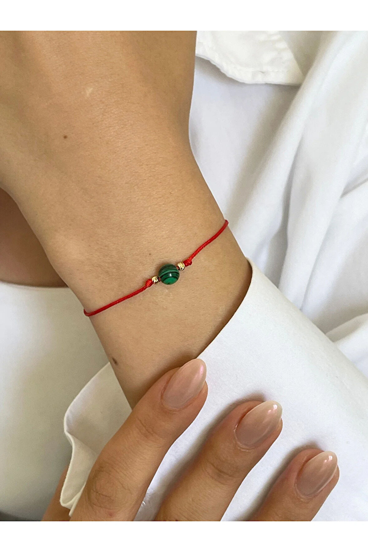 14 Ayar Altın Malahit Taşlı Çift Altın Dorikalı Zarif Altın Bileklik