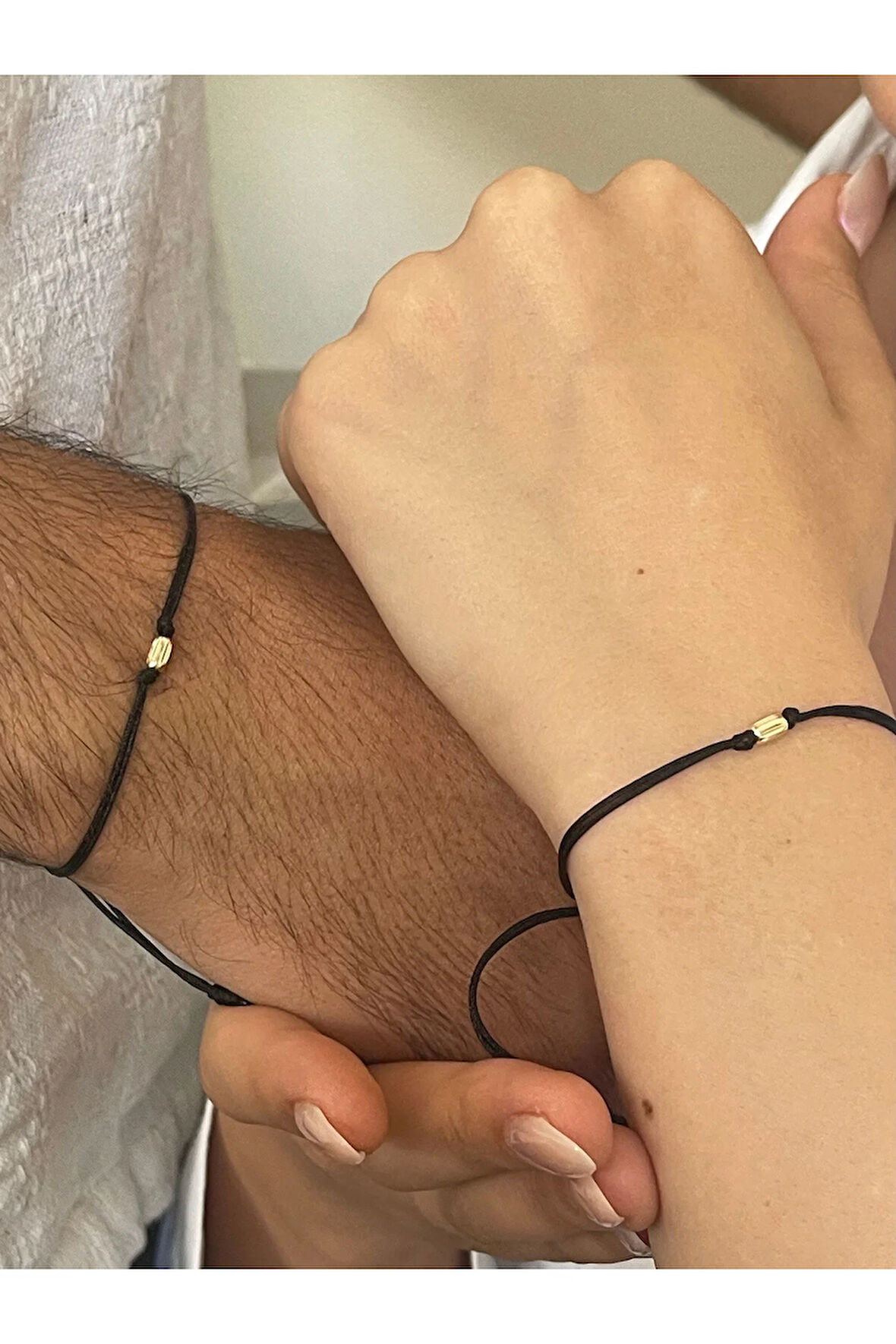 14 Ayar Altın Çift Bilekliği ,Altın Sevgi Şans Bilekliği