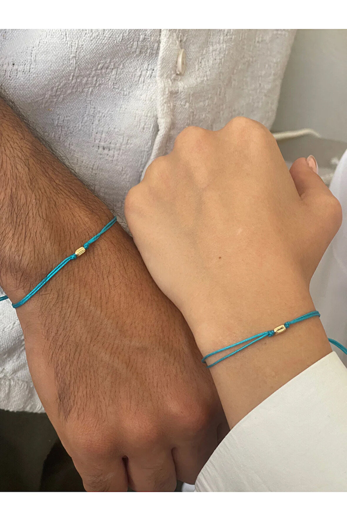 14 Ayar Altın Çift Bilekliği ,Altın Sevgi Şans Bilekliği