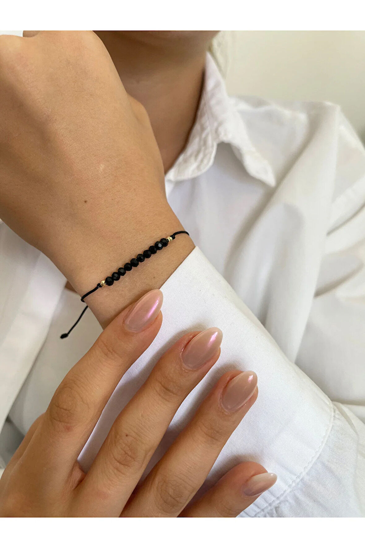 14 Ayar Altın Siyah Kristal Taşlı Dorikalı Altın Bileklik