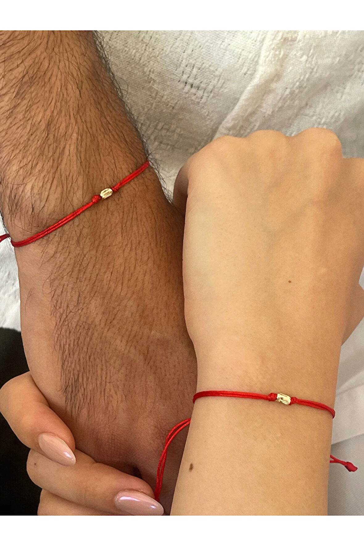 14 Ayar Altın Çift Bilekliği ,Altın Sevgi Şans Bilekliği