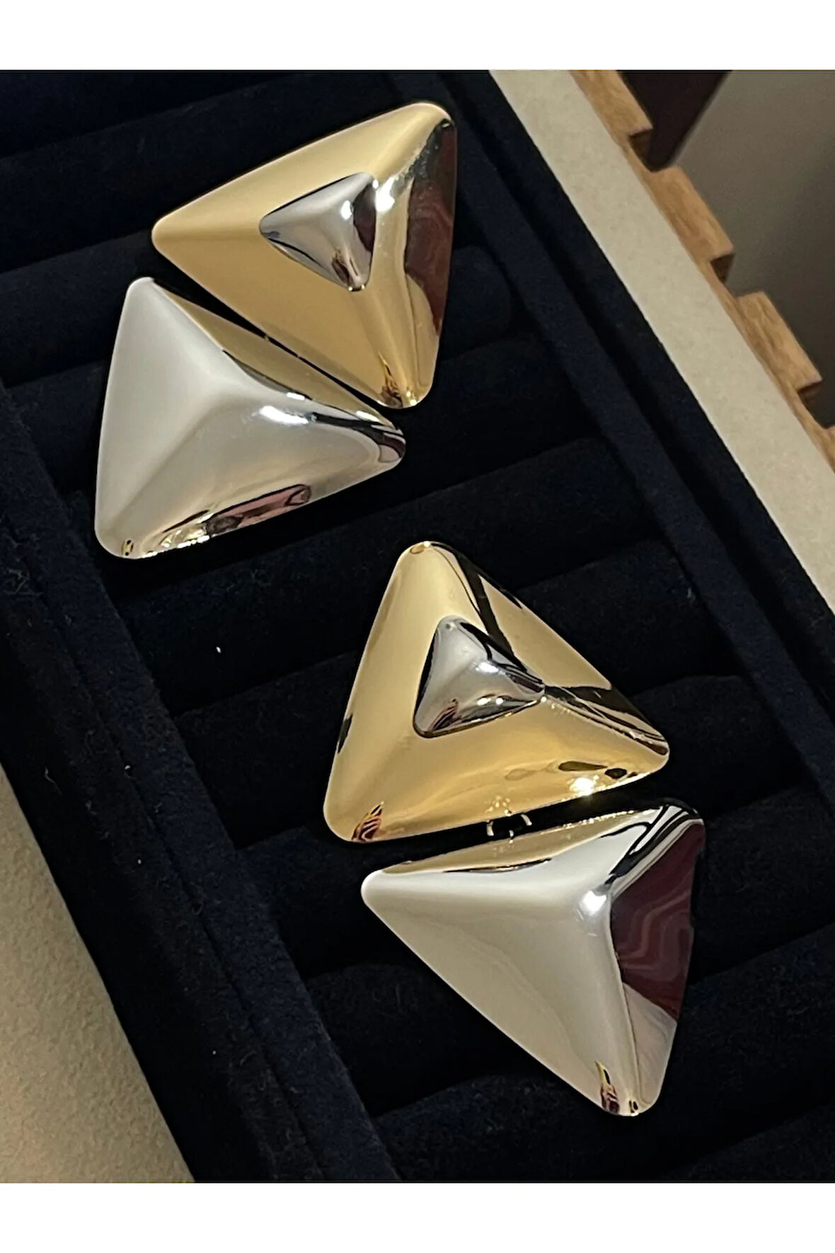 Abiye Küpe Büyük Boy Gold Gümüş Renk Parlak