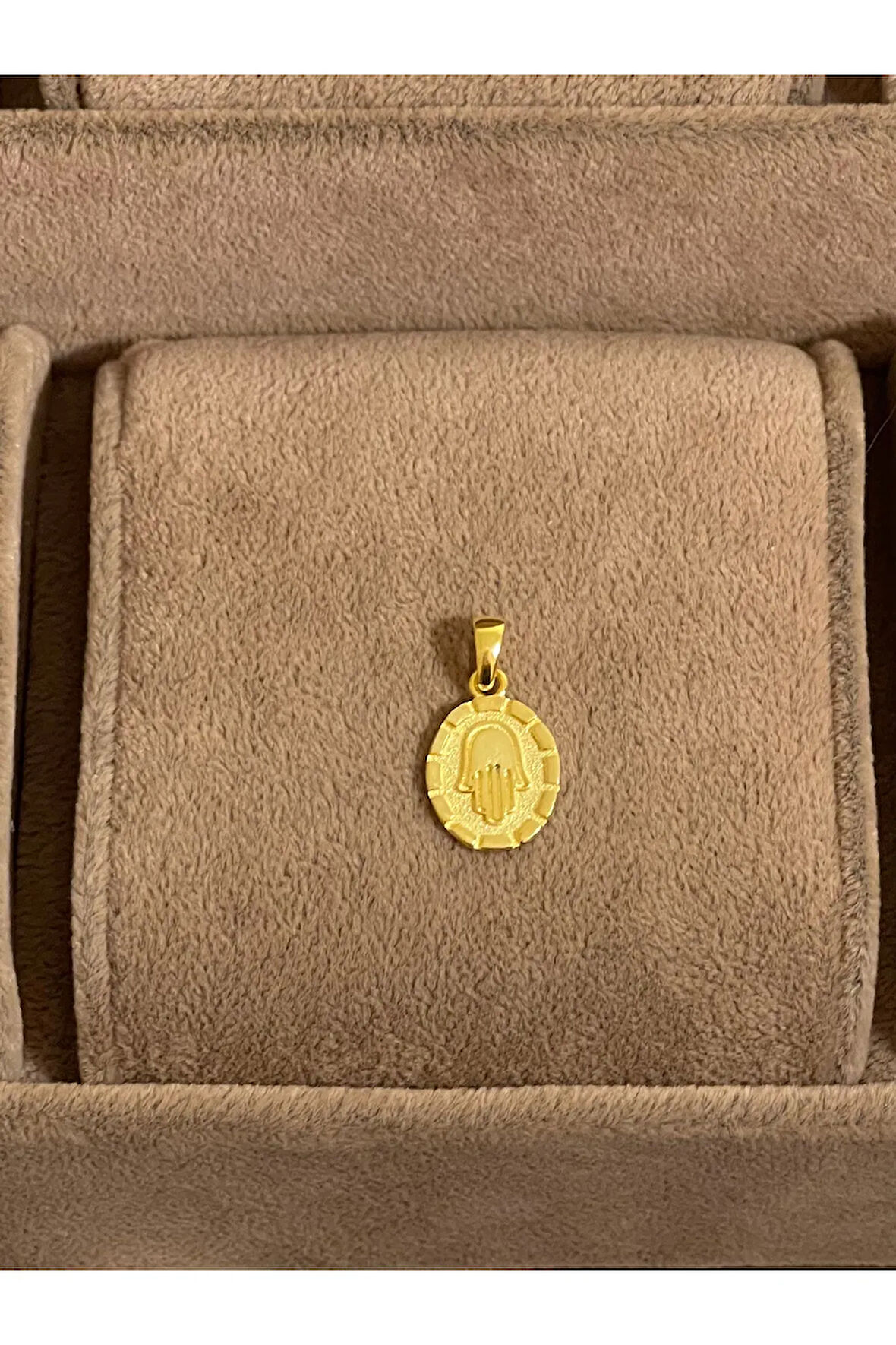 925 Ayar Gümüş Gold Renk Fatma Ana Eli Kolye Ucu