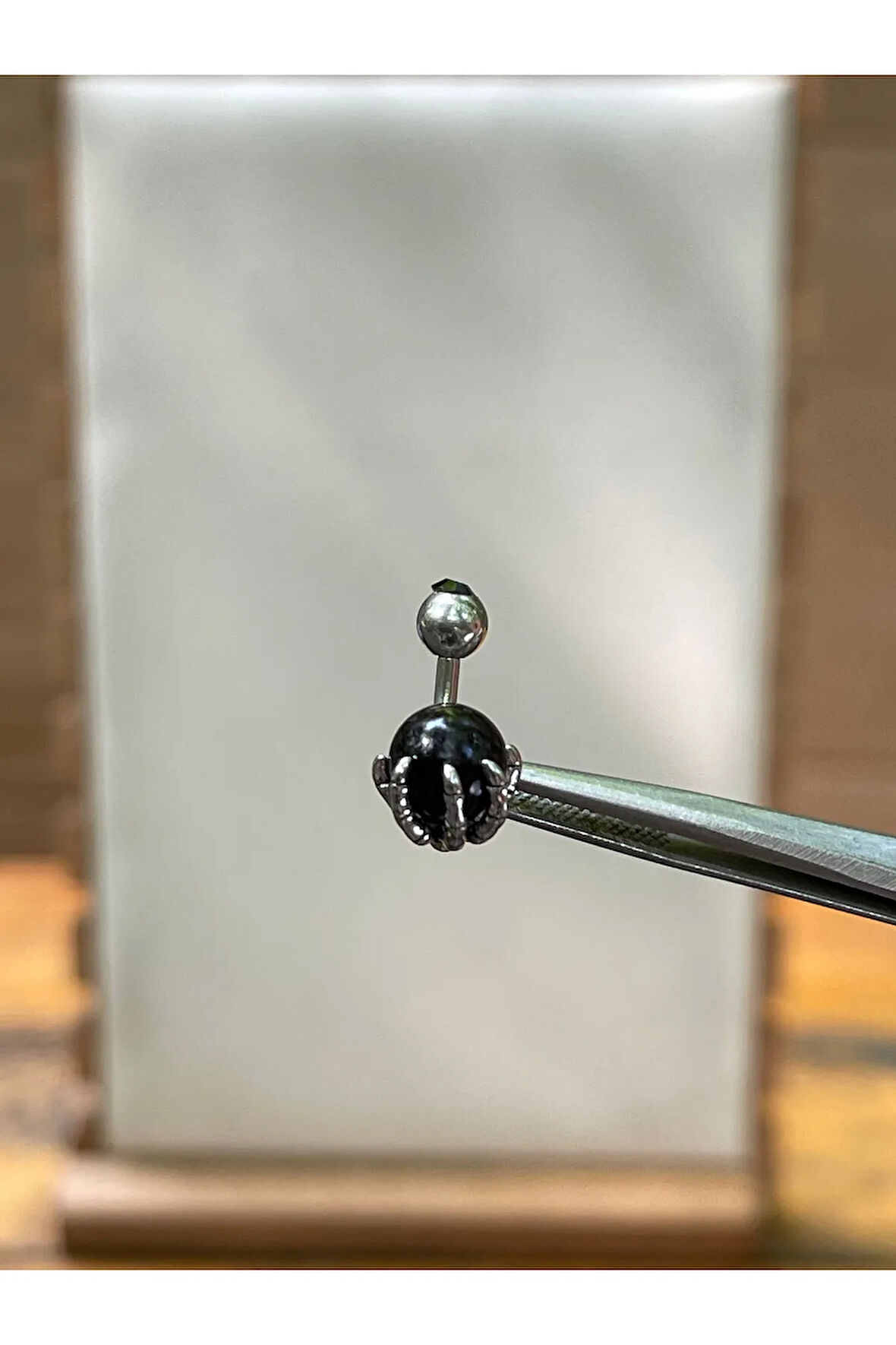 316 L Cerrahi Çelik Pençe Modeli Siyah Toplu Göbek Piercingi