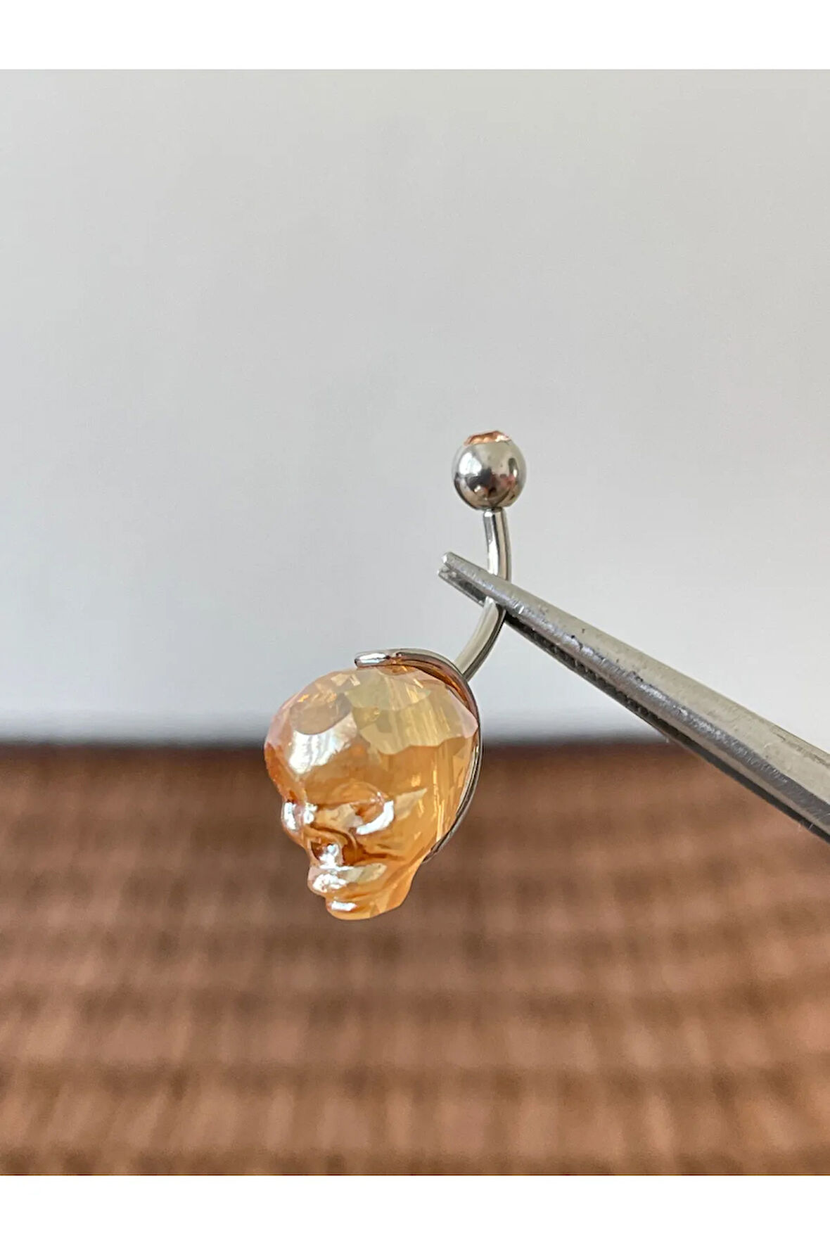 316 L Cerrahi Çelik Çelik Kristal Kuru Kafa Modeli Göbek Piercingi