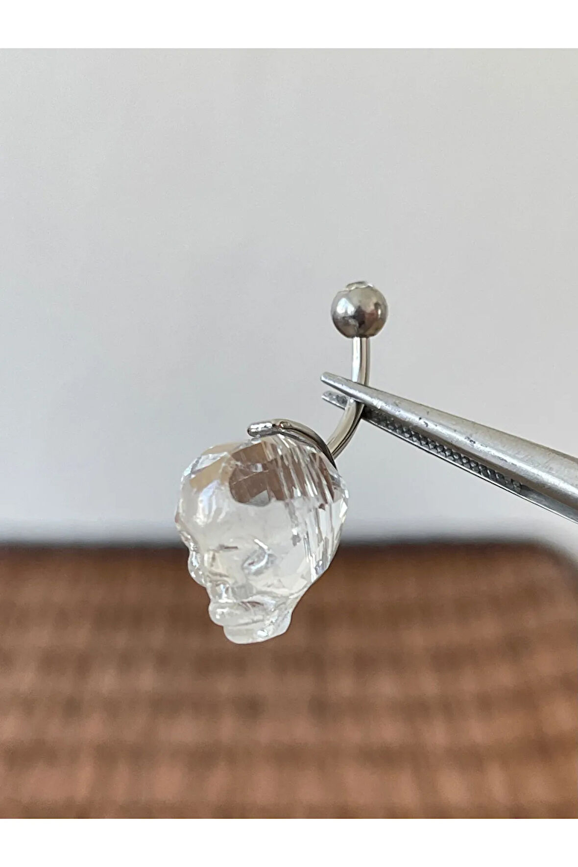 316 L Cerrahi Çelik Çelik Kristal Kuru Kafa Modeli Göbek Piercingi