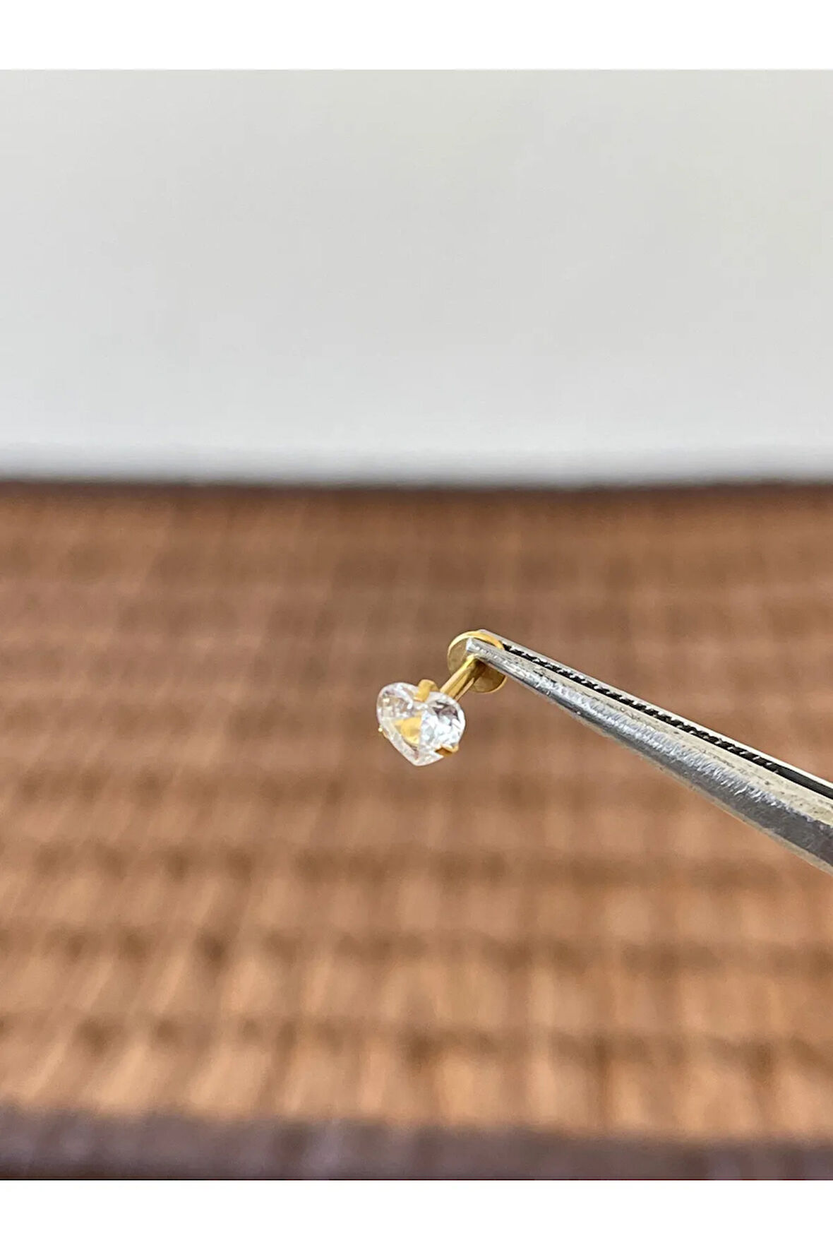 316 L Cerrahi Çelik Kalp Model Zirkon Taşlı Dudak Helix Kıkırdak Tragus Piercingi