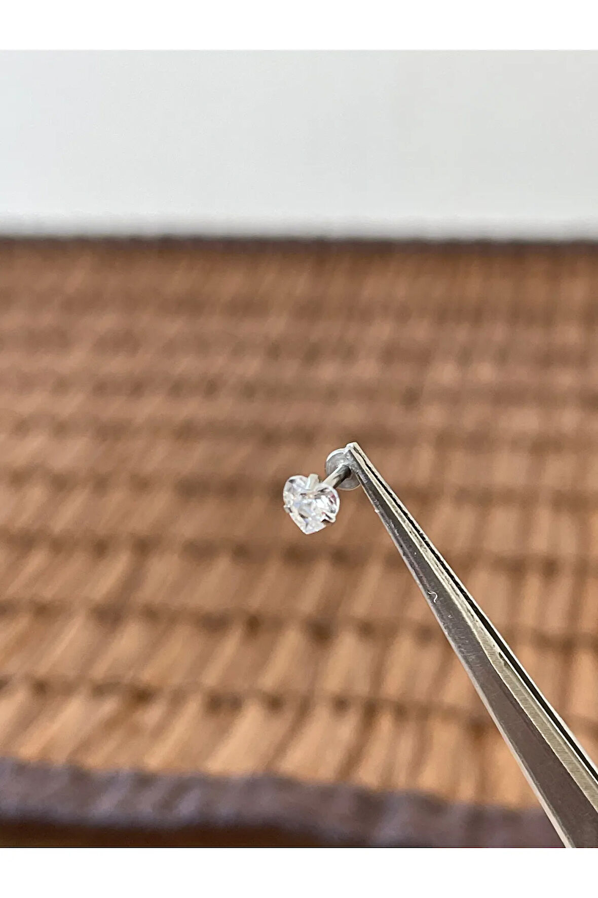 316 L Cerrahi Çelik Kalp Model Zirkon Taşlı Dudak Helix Kıkırdak Tragus Piercingi