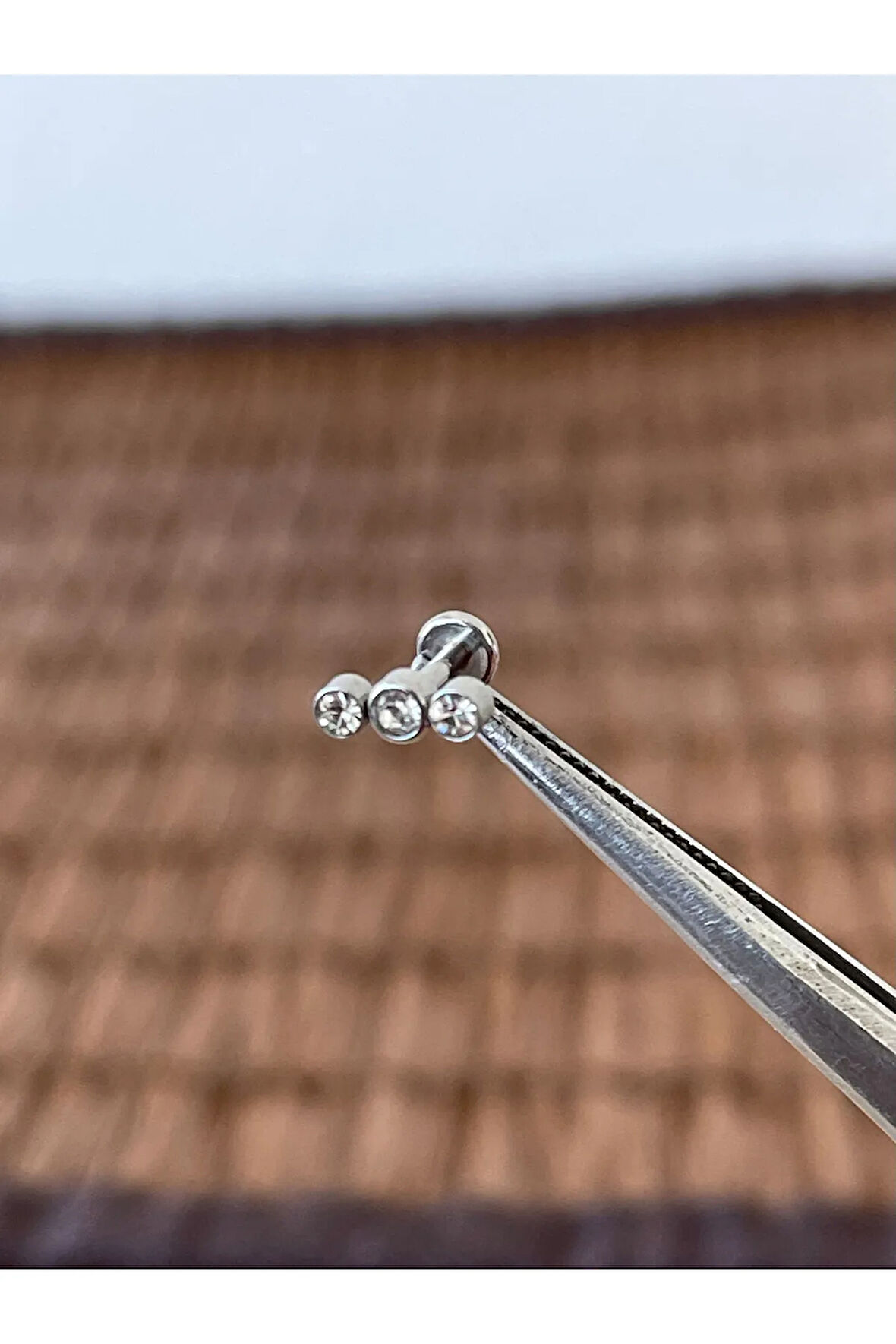 316 L Cerrahi Çelik Üç Taş Modeli Helix Tragus Dudak Kıkırdak Piercingi