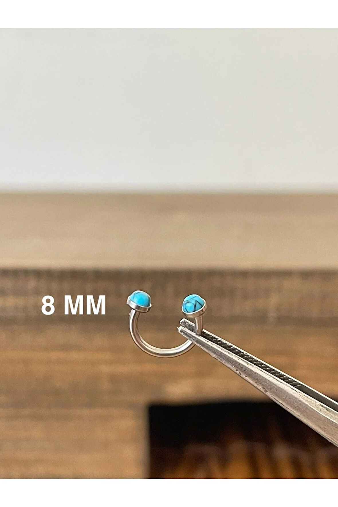 316 L Cerrahi Çelik Anti Alerjik Firuze Taşlı Halka Piercing