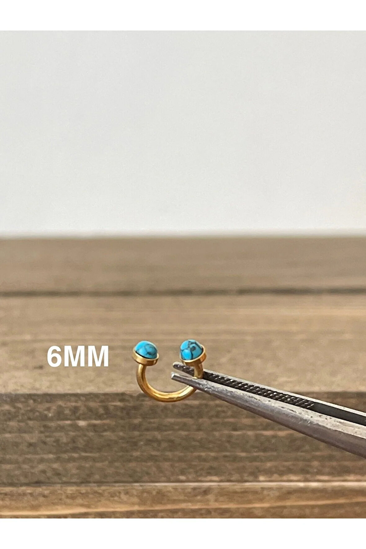 316 L Cerrahi Çelik Anti Alerjik Firuze Taşlı Halka Piercing