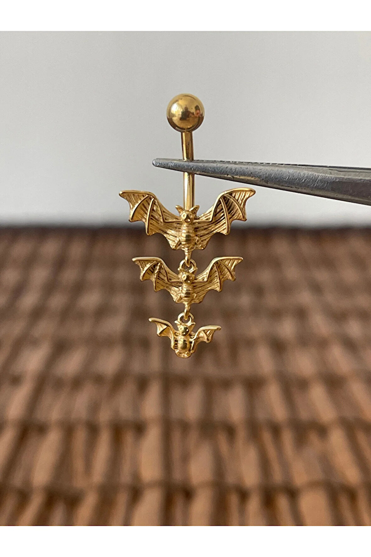 316 L Cerrahi Çelik Anti Alerjik Yarasa Modeli Sallantılı Göbek Piercingi