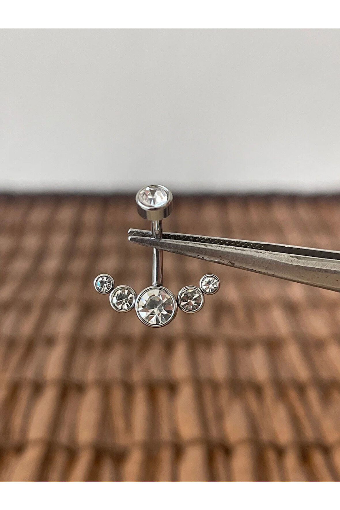 316 L Cerrahi Çelik 5 Taş Modeli Gold Göbek Piercingi