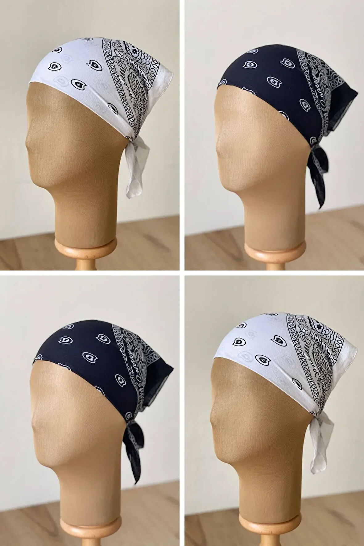 %100 Pamuklu Klasik Desen Unisex 4lü Bandana Seti Renkli Bandana Etnik Desenli A Kalite Bandana