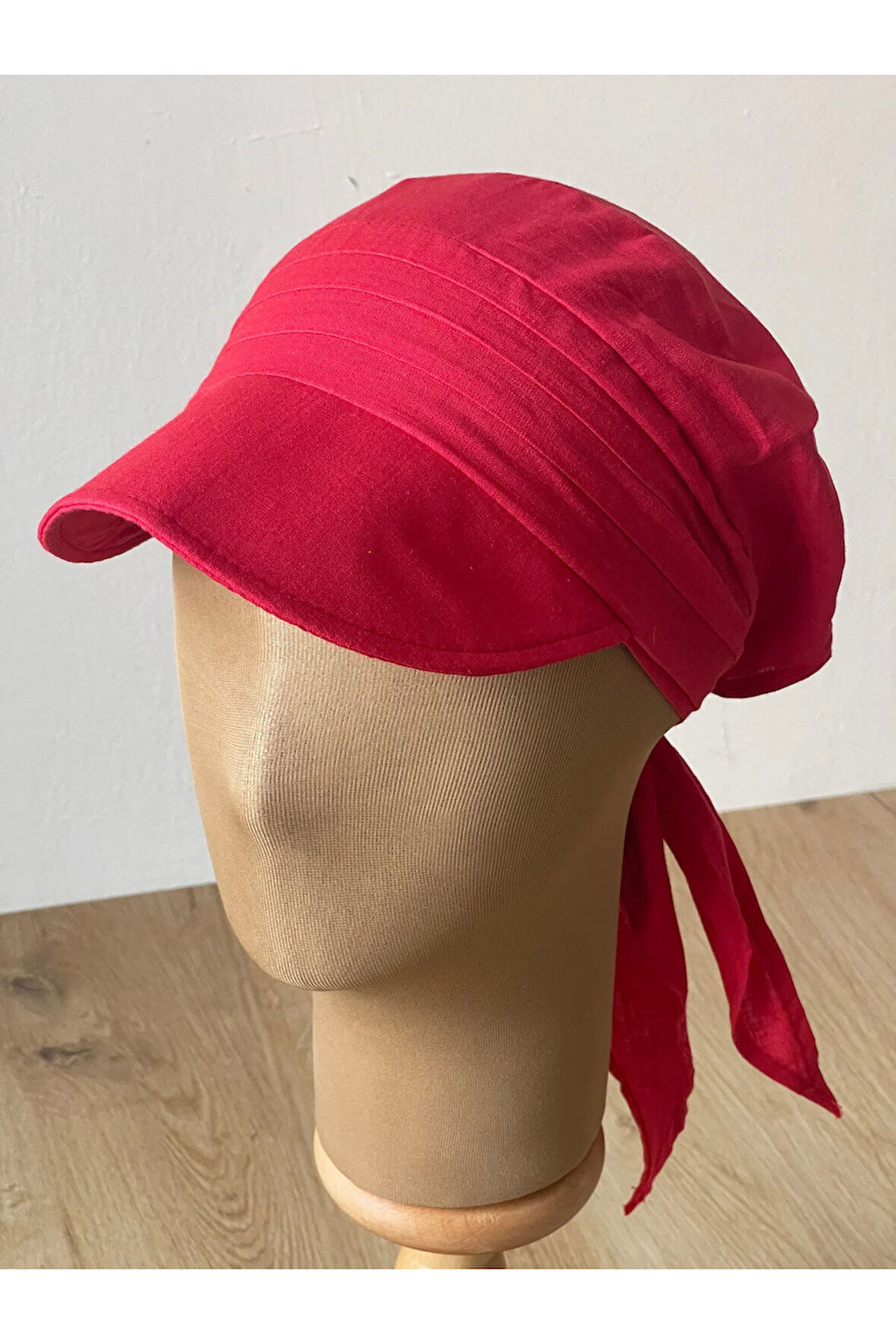 Safari Kadın Şapkası , Bağlamalı Eşarplı Şapka Plaj Şapkası Siperli Bandana Şapka