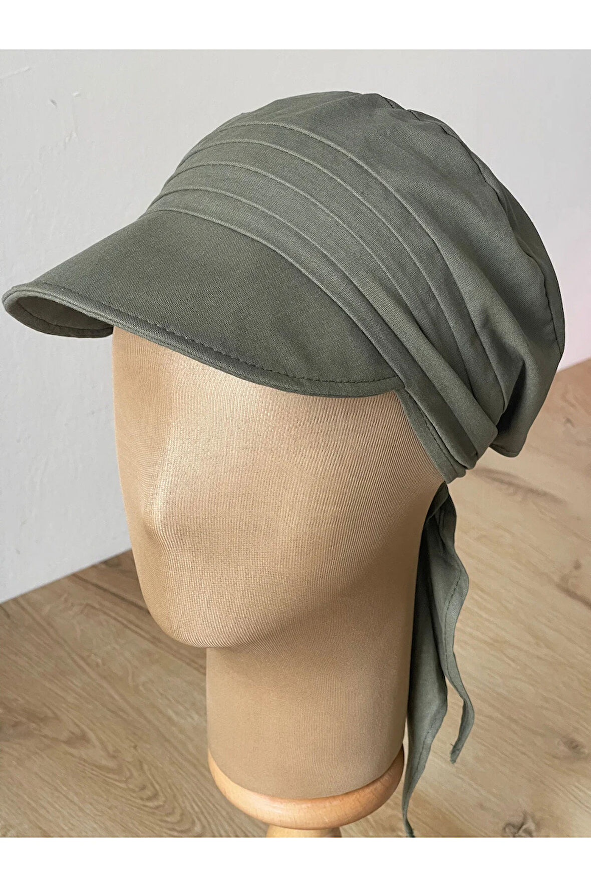 Safari Kadın Şapkası , Bağlamalı Eşarplı Şapka Plaj Şapkası Siperli Bandana Şapka