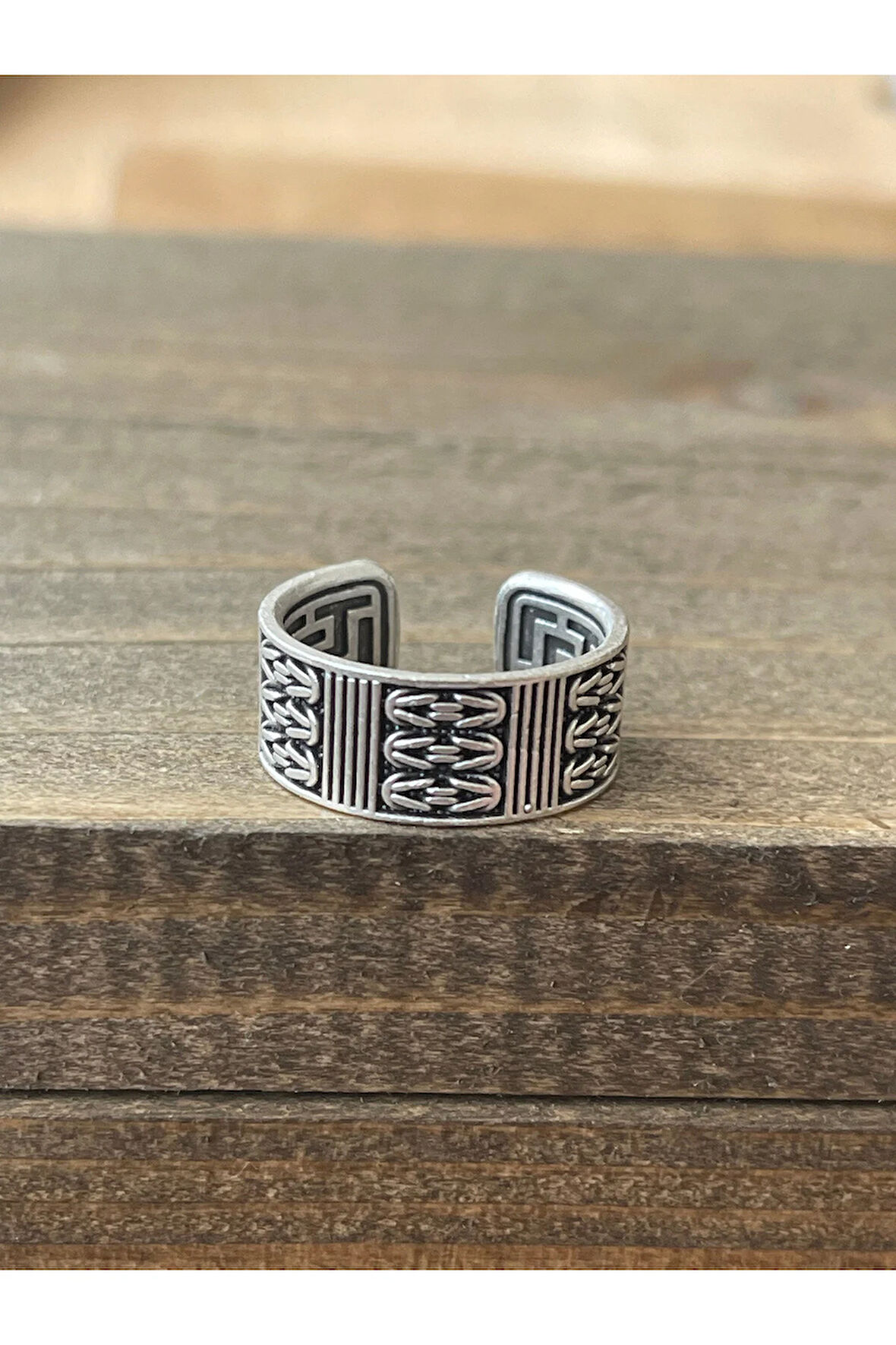 Ayarlanabilir Ölçü 925 Ayar Gümüş Kaplama Klasik Desen İşçilikli Tasarım Yüzük