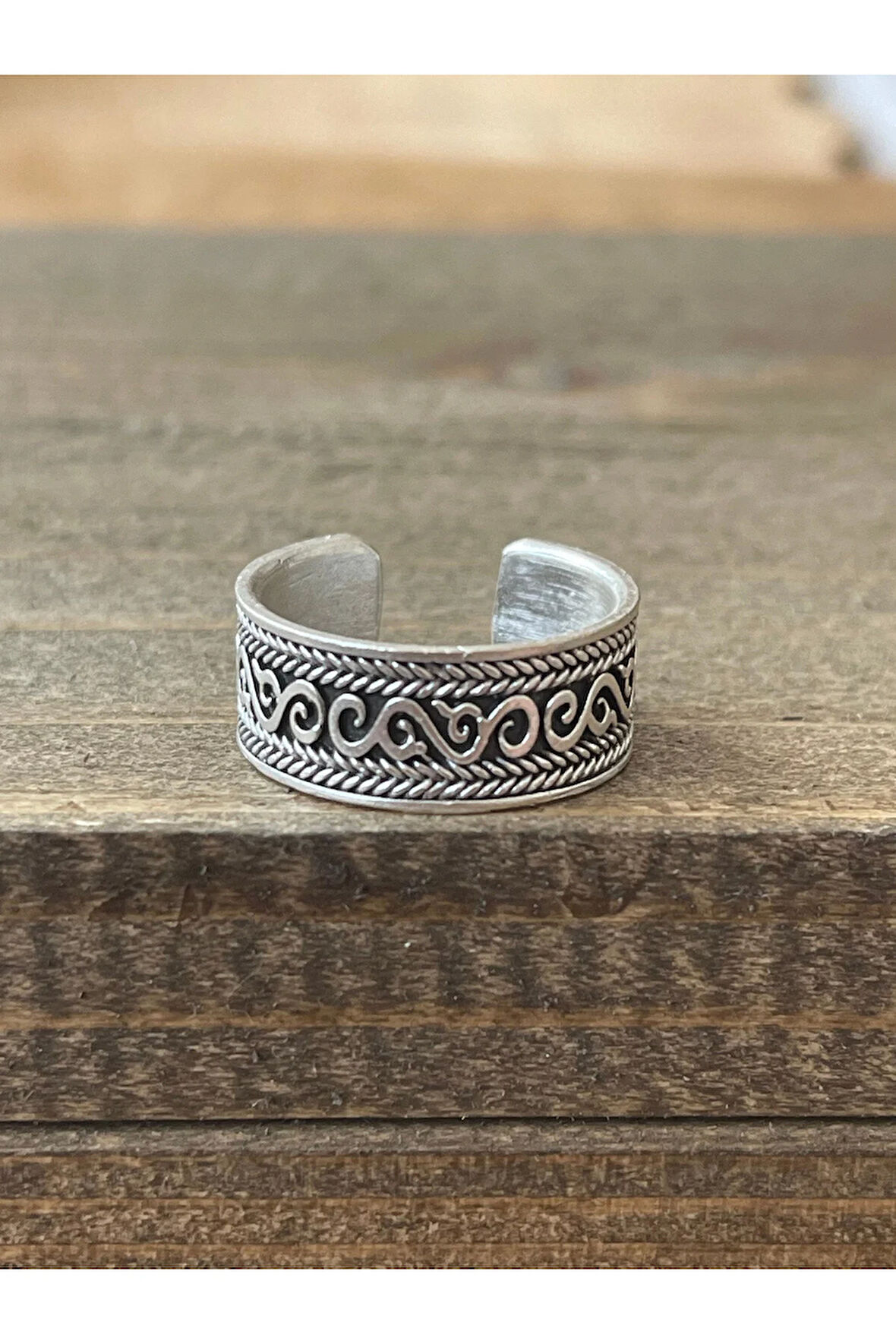 Ayarlanabilir Ölçü 925 Ayar Gümüş Kaplama Klasik Desen İşçilikli Tasarım Yüzük