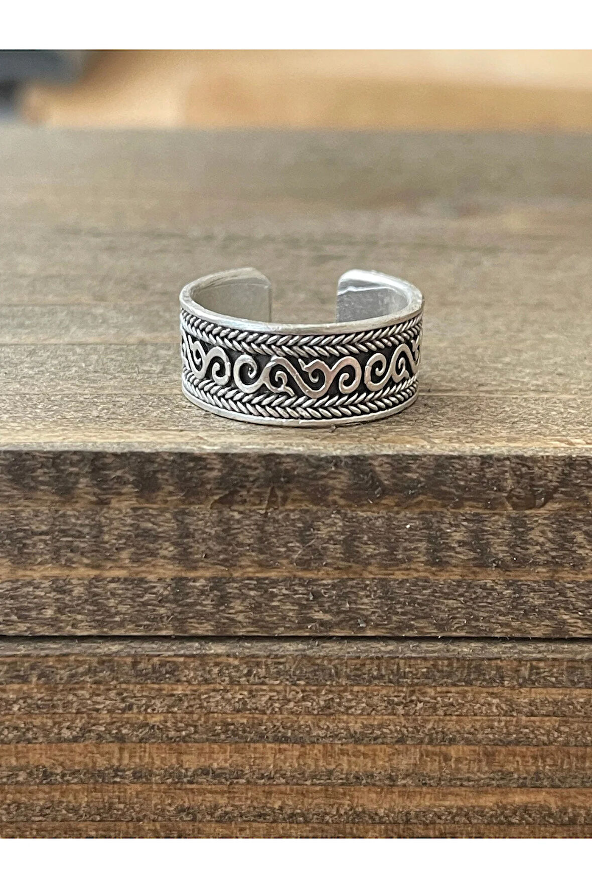Ayarlanabilir Ölçü 925 Ayar Gümüş Kaplama Klasik Desen İşçilikli Tasarım Yüzük
