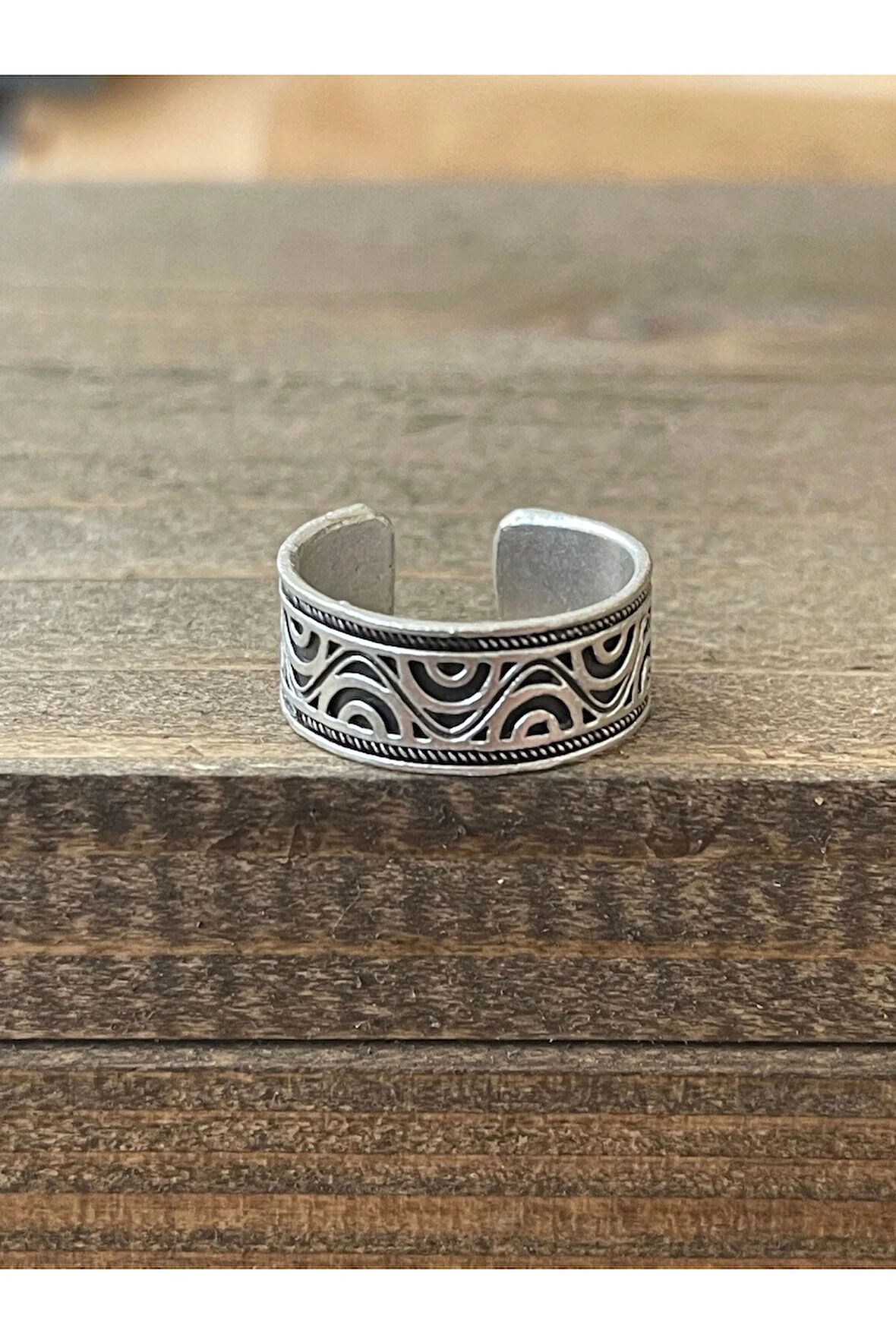 Ayarlanabilir Ölçü 925 Ayar Gümüş Kaplama Klasik Desen İşçilikli Tasarım Yüzük