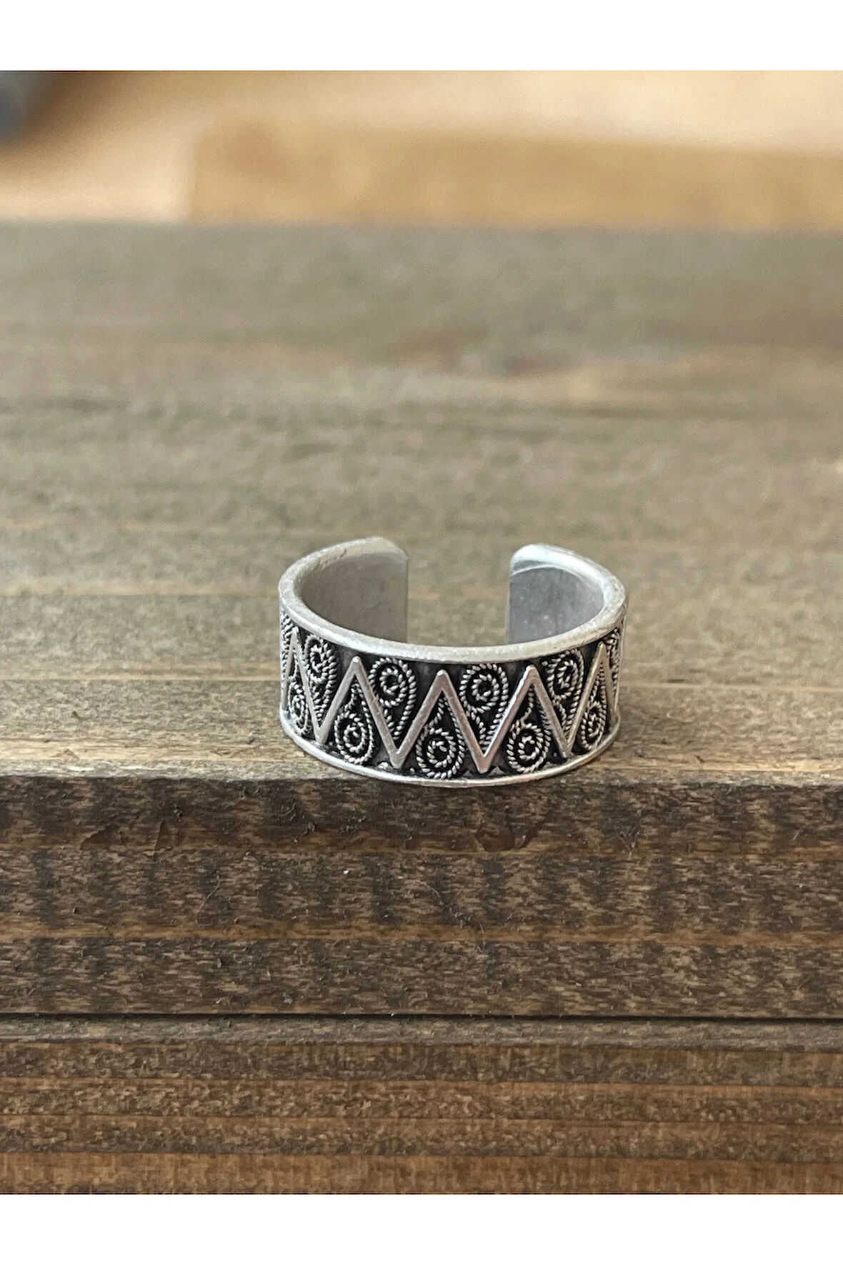 Ayarlanabilir Ölçü 925 Ayar Gümüş Kaplama Klasik Desen İşçilikli Tasarım Yüzük