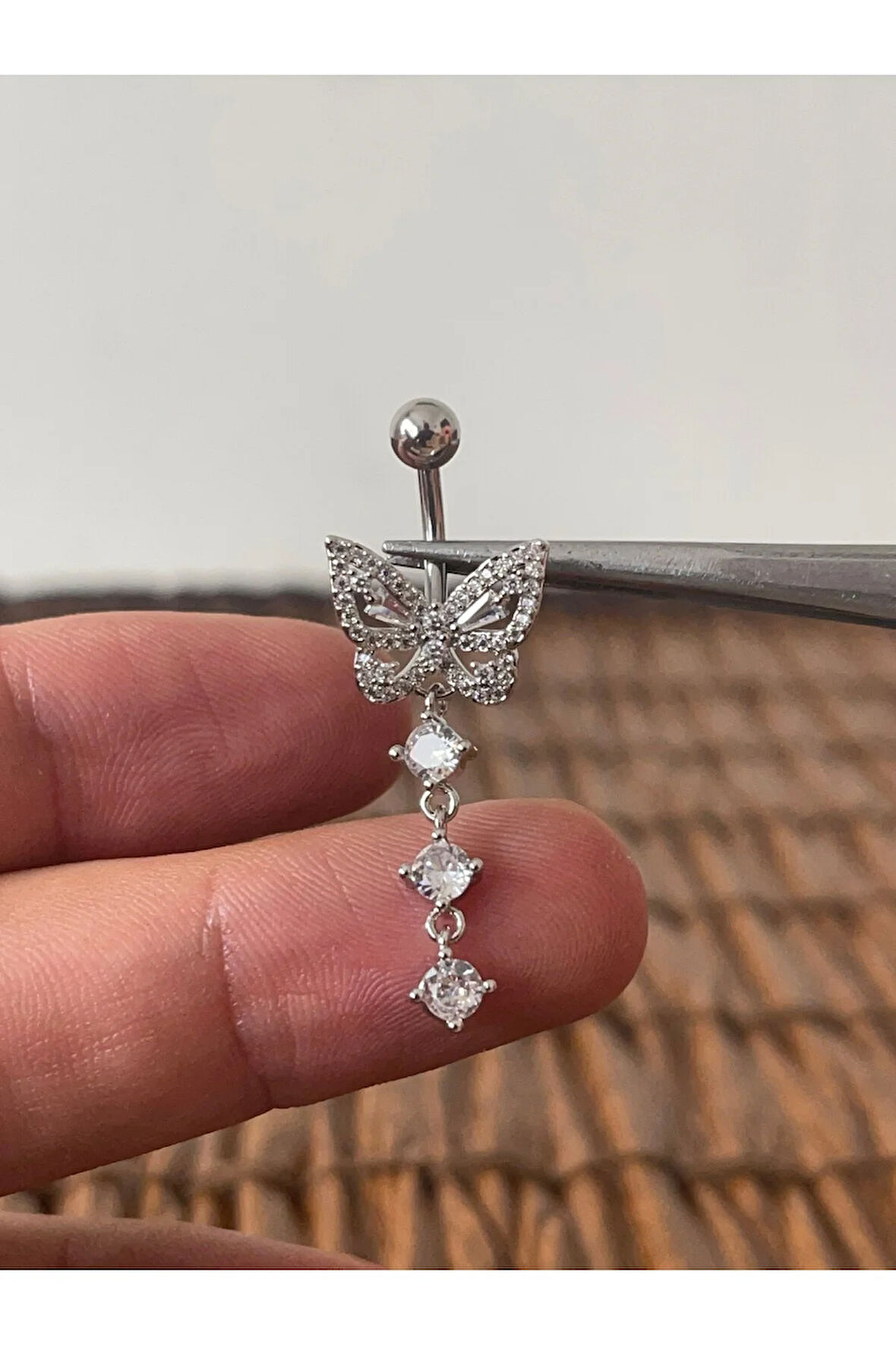 316 L Cerrahi Çelik Özel Tasarım Kelebek Modeli Göbek Piercingi