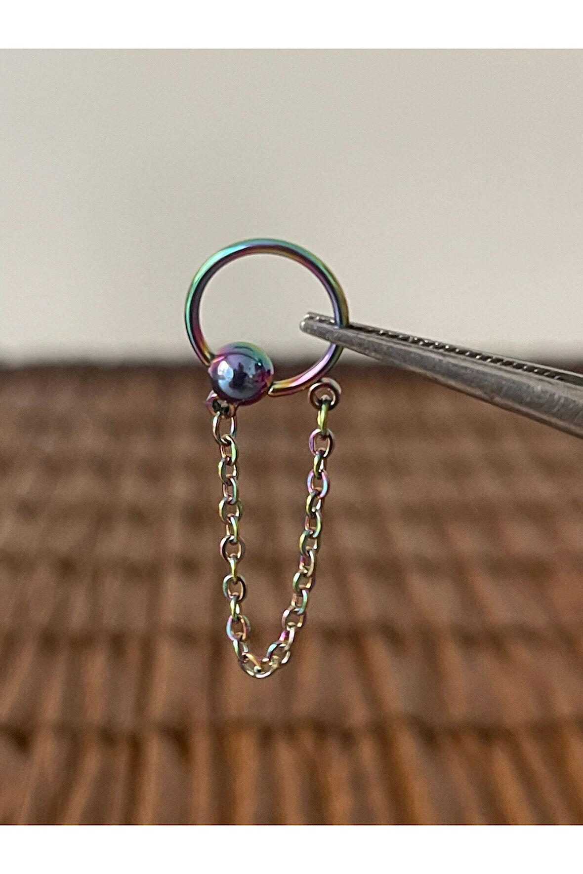 316 L Cerrahi Çelik Top Zincirli Halka Kıkırdak Helix Tragus Piercingi