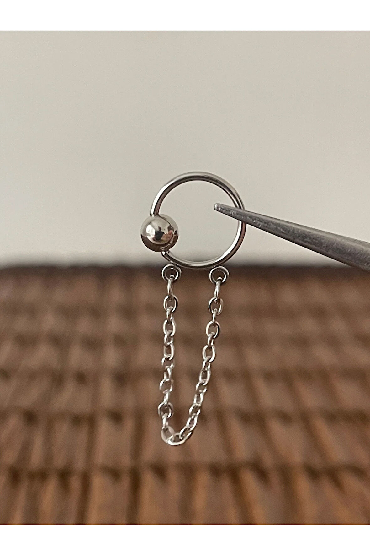 316 L Cerrahi Çelik Top Zincirli Halka Kıkırdak Helix Tragus Piercingi