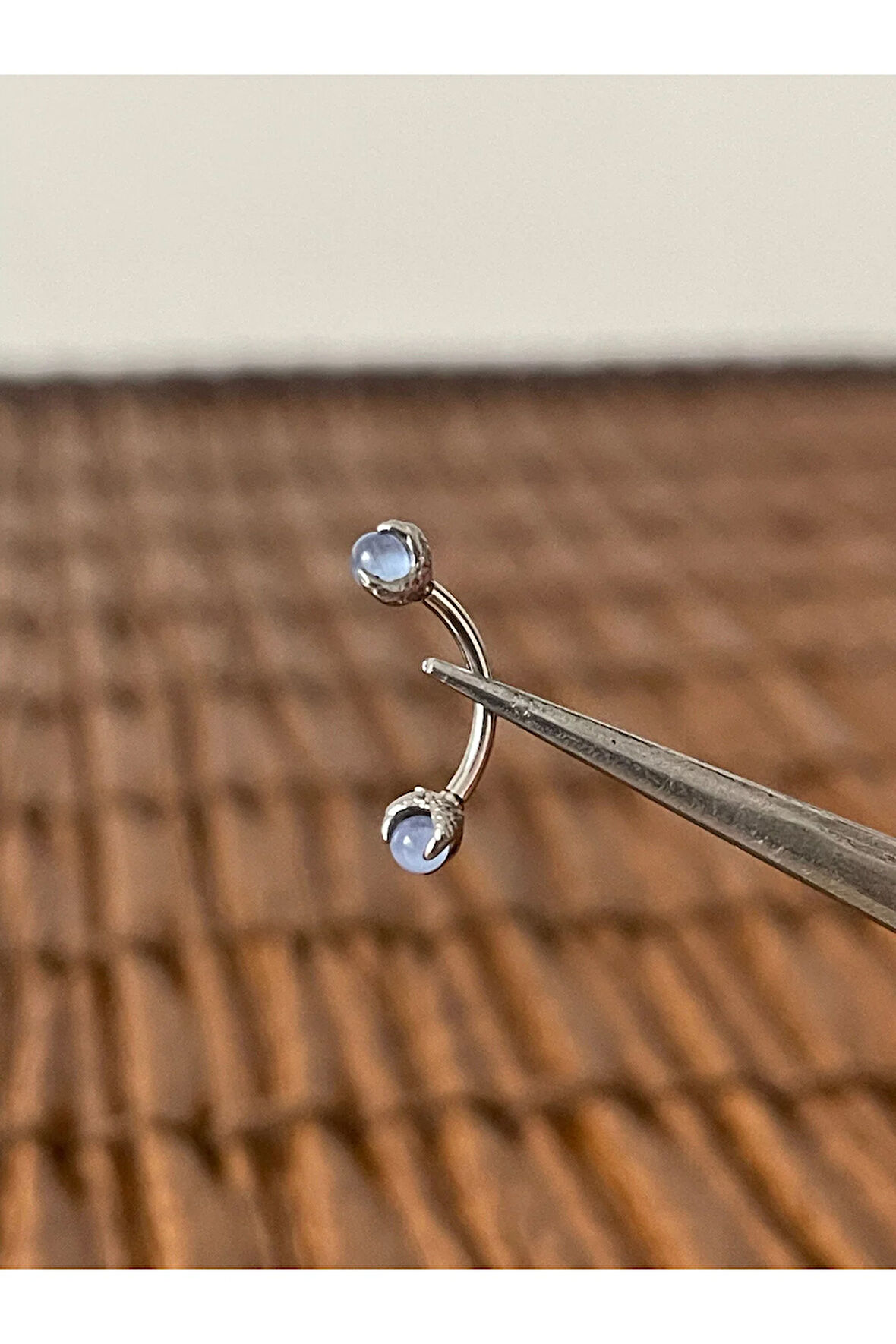 320 L Cerrahi Çelik Doğal Taşlı Kaş Kulak Snug Helix Kıkırdak Daith Conch Rook Tragus Piercing