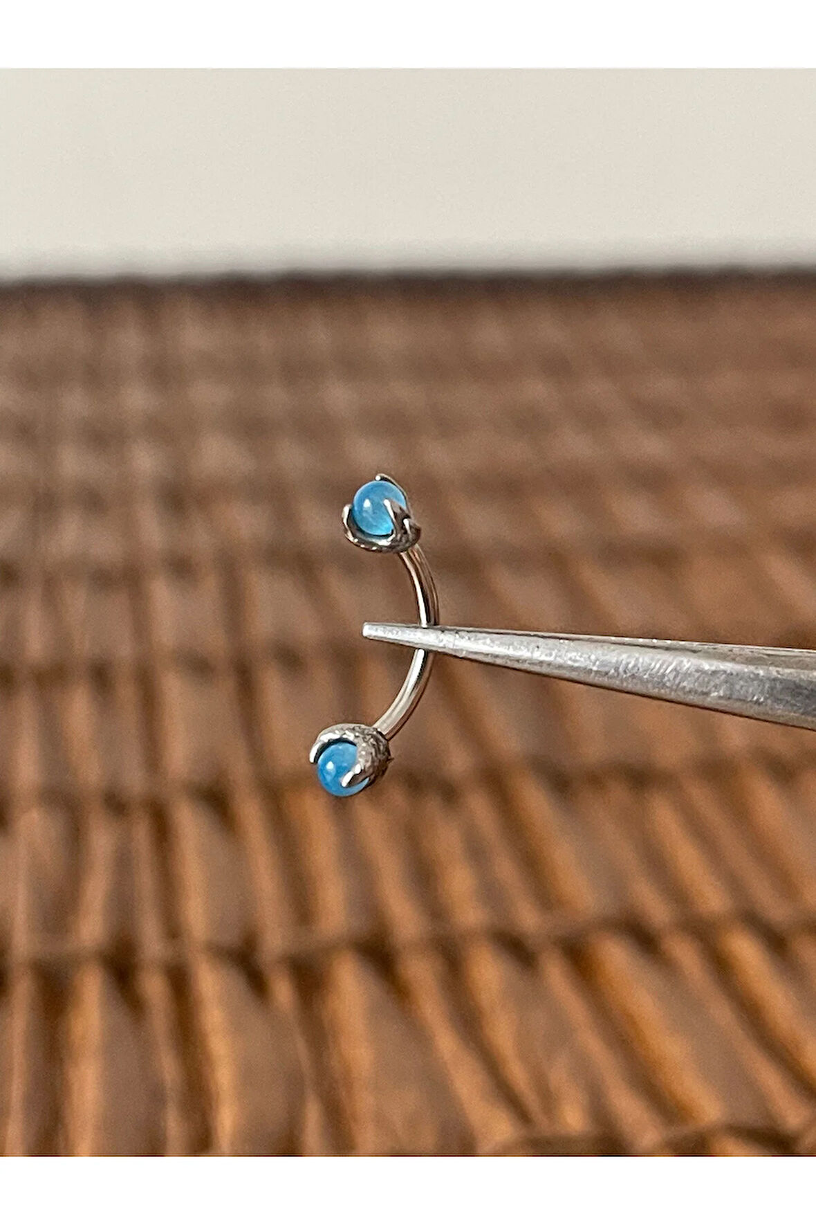 324 L Cerrahi Çelik Doğal Taşlı Kaş Kulak Snug Helix Kıkırdak Daith Conch Rook Tragus Piercing