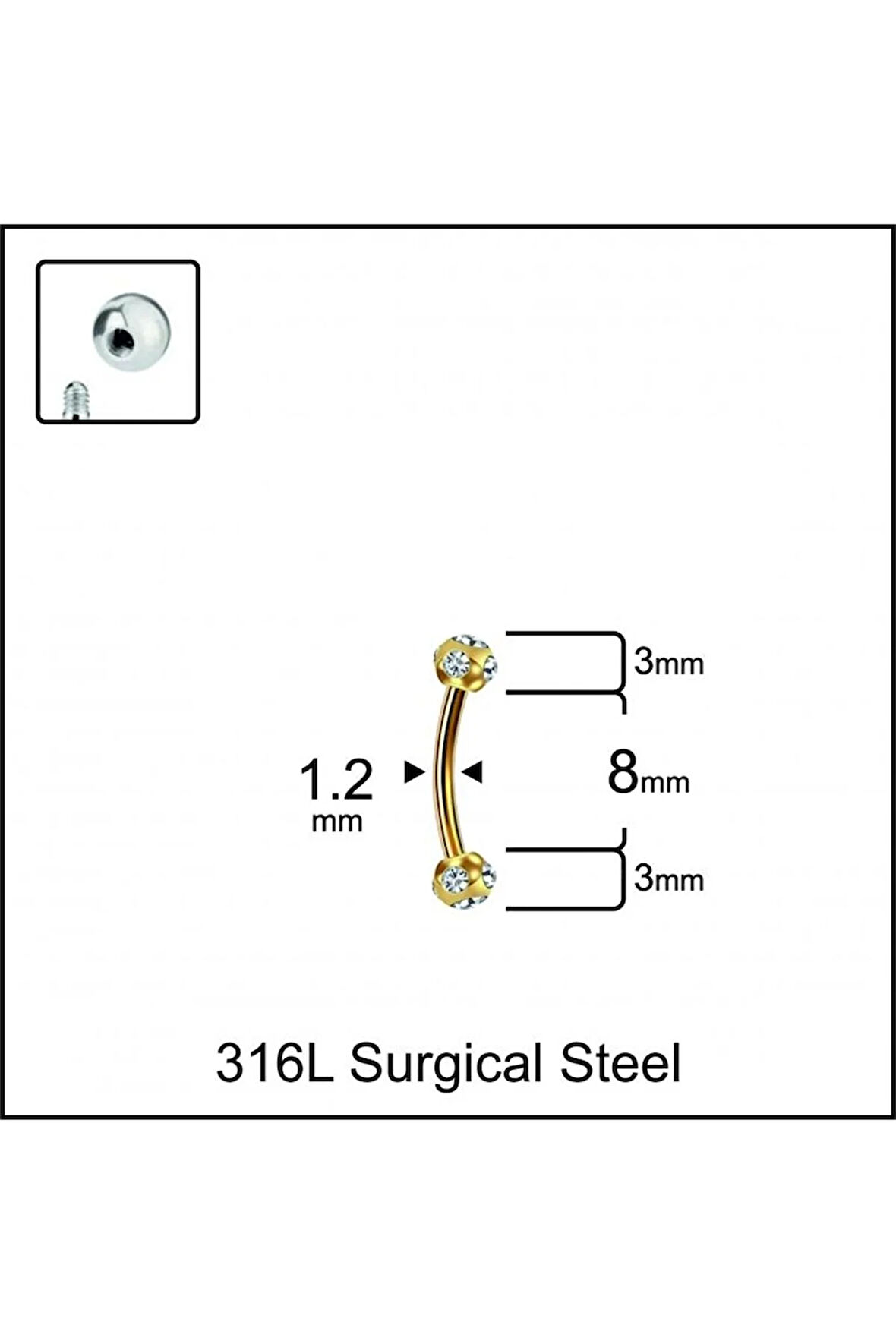 316 L Cerrahi Çelik Minimal Tasarım Kaş Kulak Snug Helix Kıkırdak Piercingi