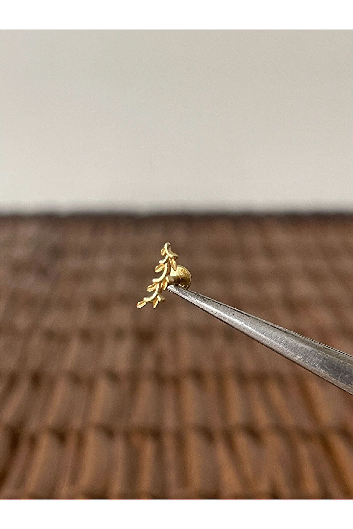 316 L Cerrahi Çelik Zeytin Dalı Dudak Helix Tragus Kıkırdak Conch Piercingi